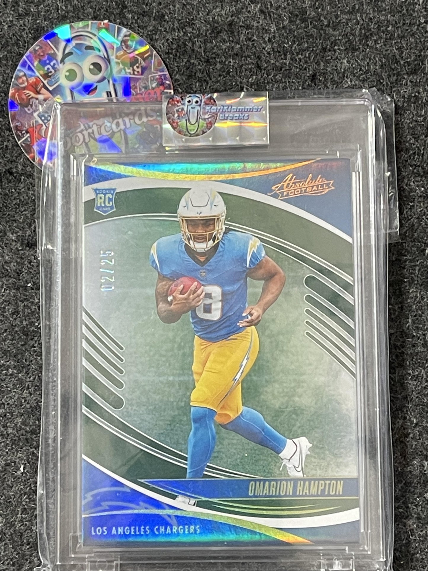 2025 Panini Absolute #166 Omarion Hampton Spectrum Green #/25 Los Angeles Chargers SN,RC