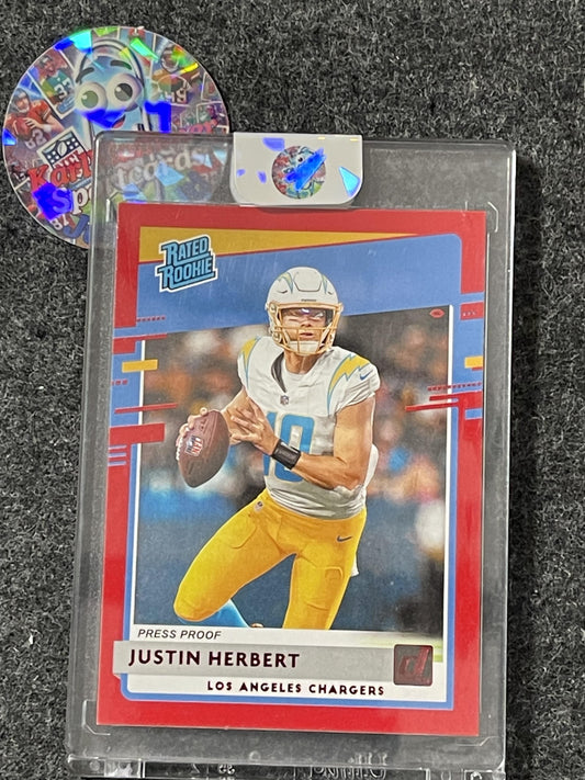 2020 Donruss #303 Justin Herbert Press Proof Red Los Angeles Chargers RC