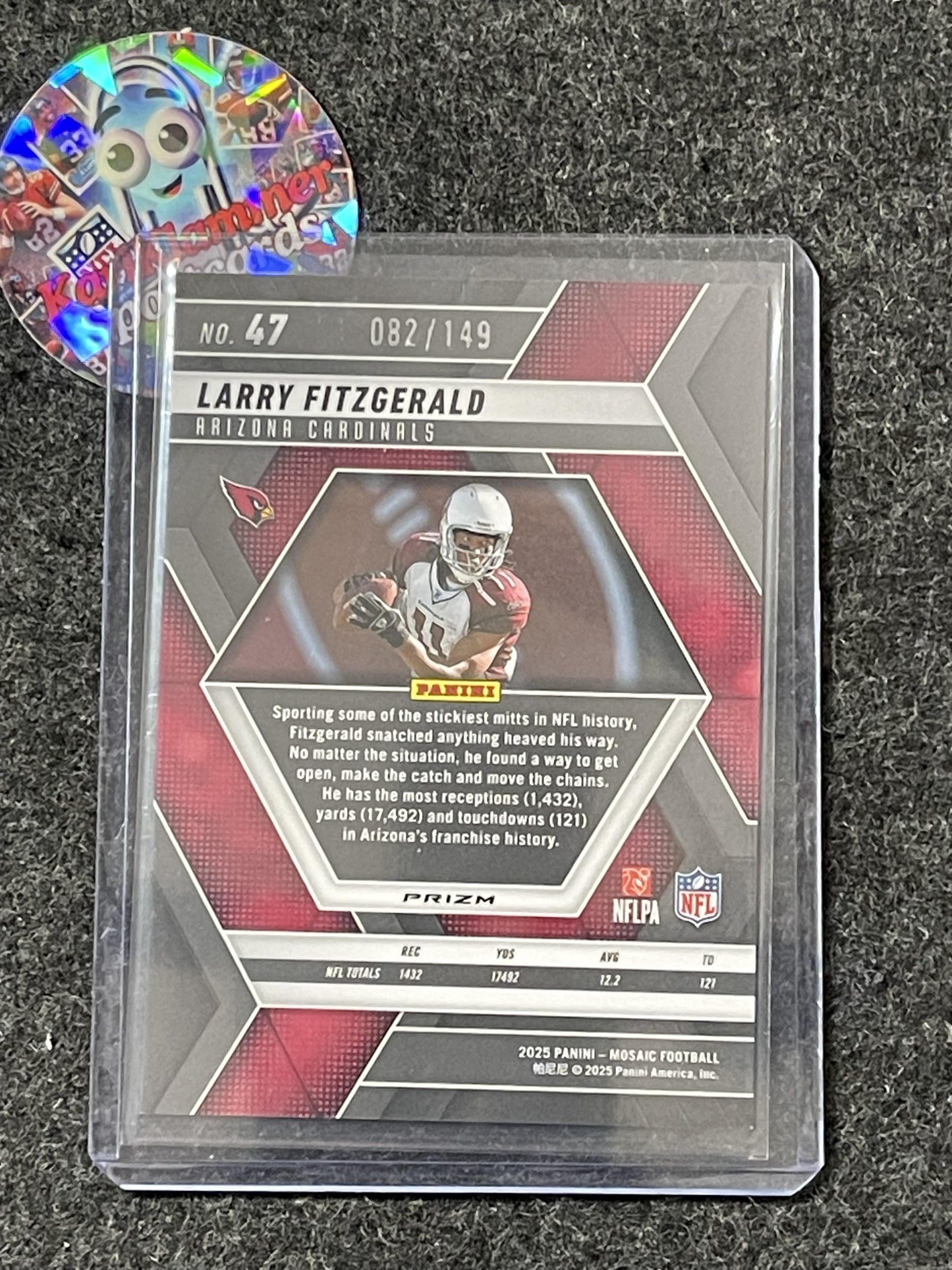 2025 Panini Mosaic #47 Larry Fitzgerald Silver Knight #/149 Arizona Cardinals SN