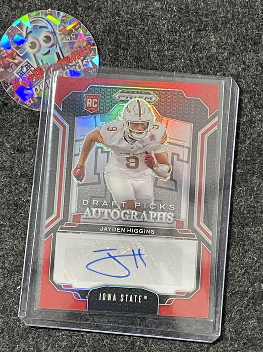 2025 Panini Prizm Draft Picks #DPA-JHS Jayden Higgins Draft Picks Autographs Red #/399 Iowa State Cyclones SN,AU