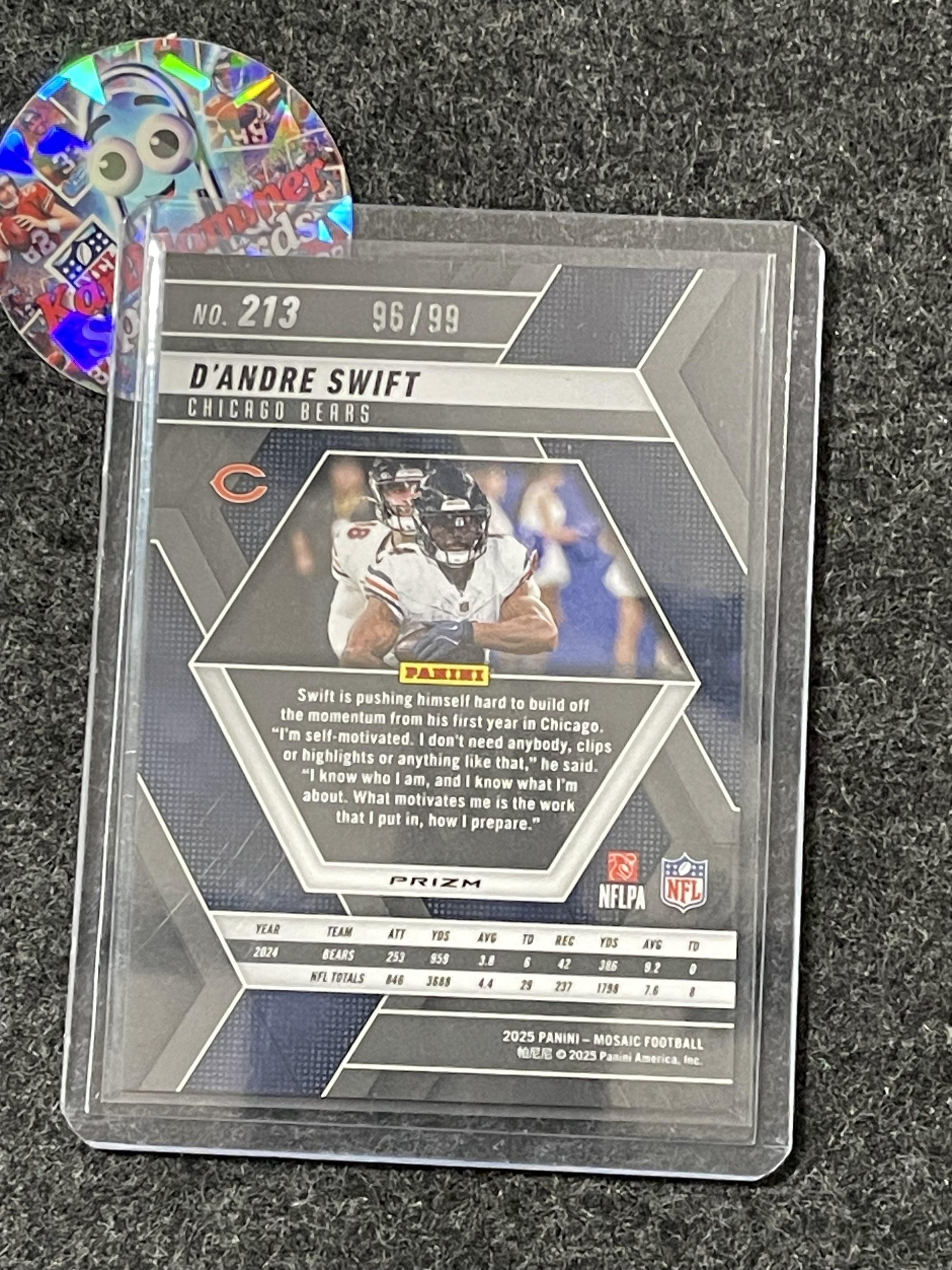 2025 Panini Mosaic #213 D'Andre Swift Mosaic Blue #/99 Chicago Bears SN