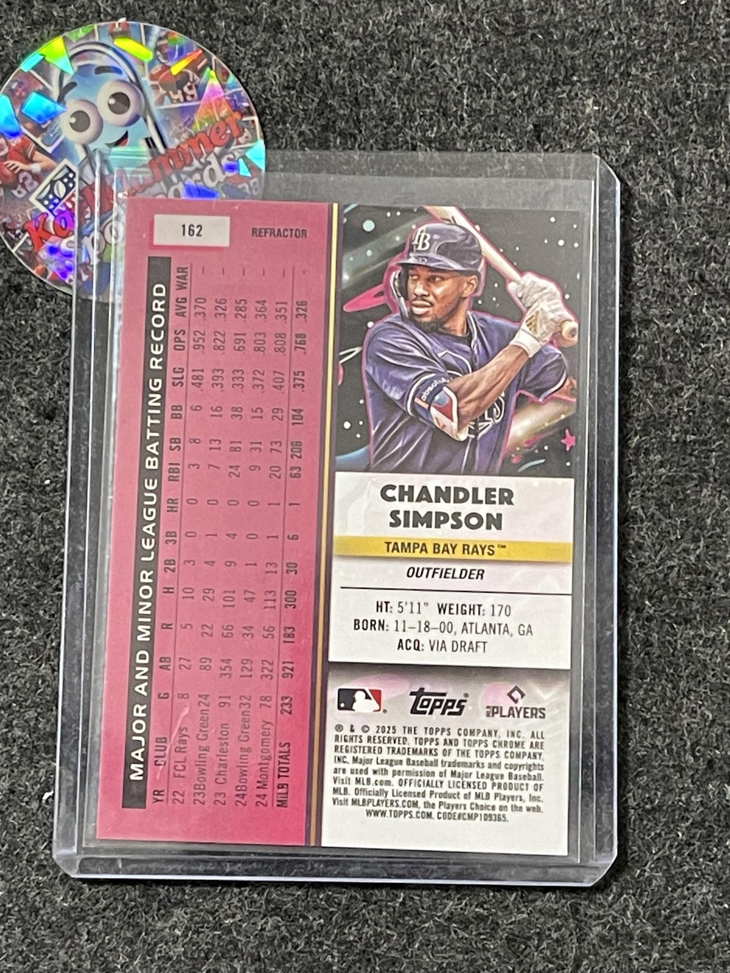 2025 Topps Chrome Cosmic #162 Chandler Simpson Refractor Tampa Bay Rays RC