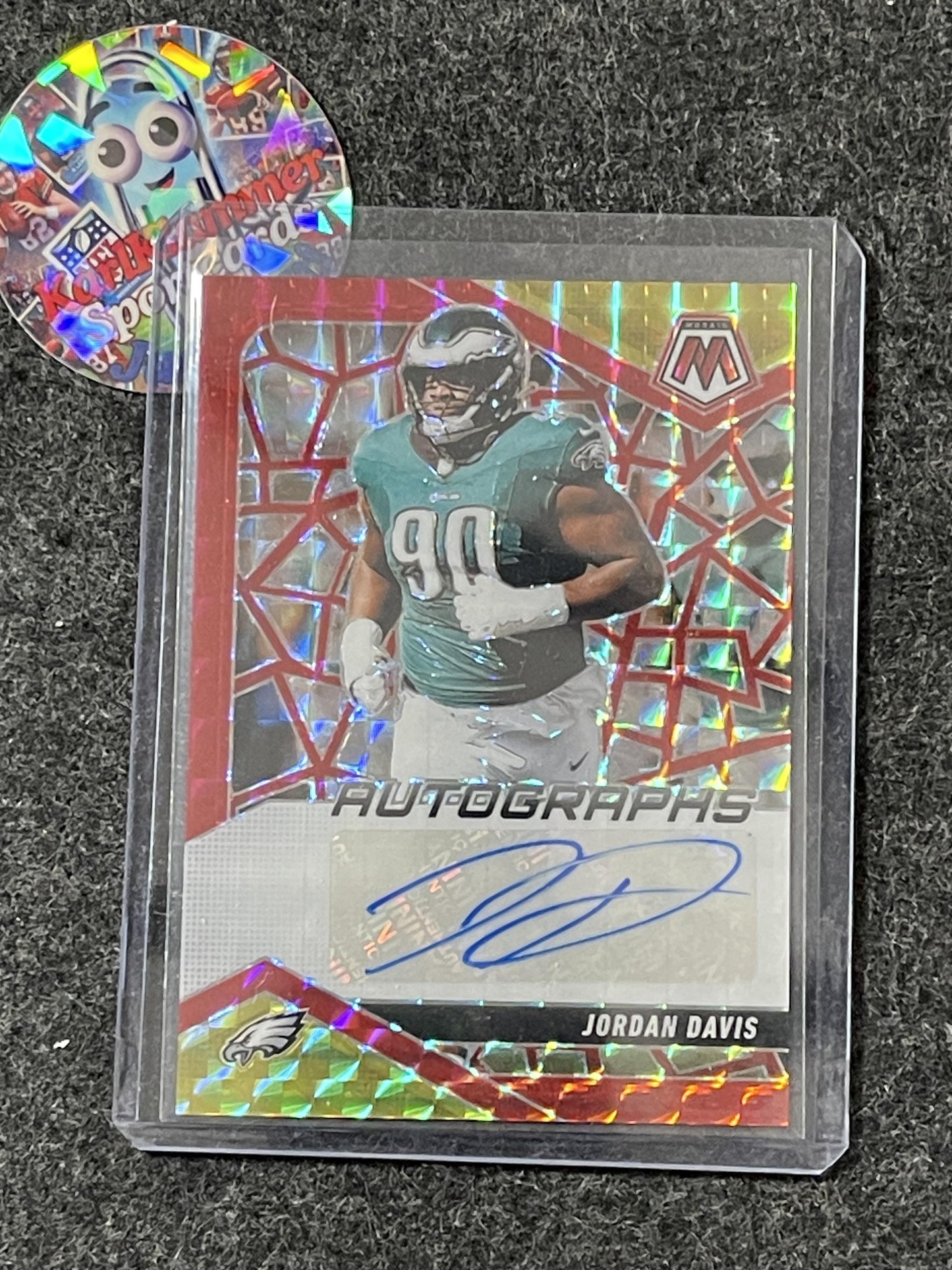 2025 Panini Mosaic #AMC-JDA Jordan Davis Autographs Mosaic Choice Fusion Red and Yellow New Orleans Saints AU