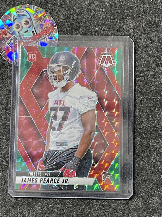 2025 Panini Mosaic #357 James Pearce Jr. Mosaic Choice Red and Green Atlanta Falcons RC