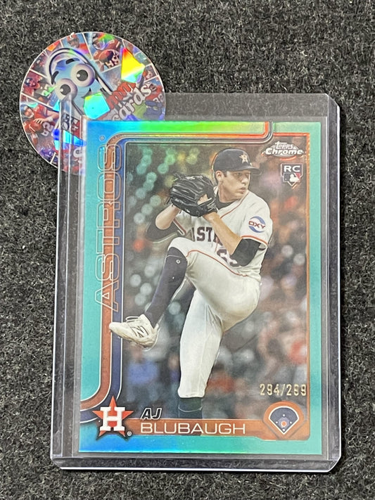 2025 Topps Chrome Update #USC163 AJ Blubaugh Teal Refractors #/299 Astros