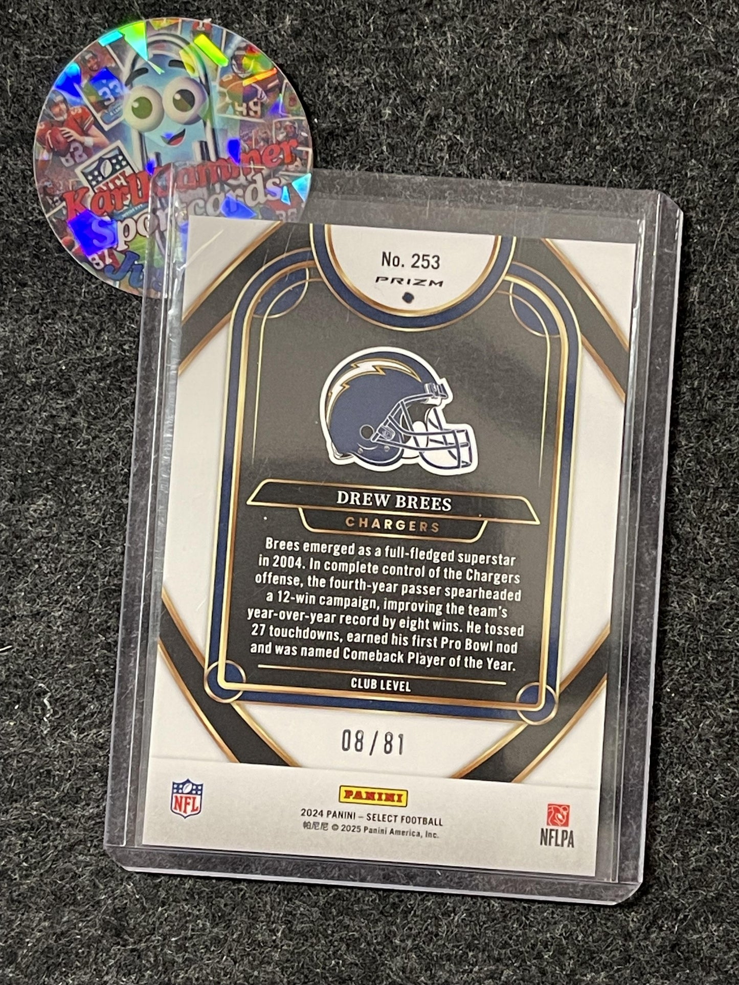 2024 Panini Select #253 Drew Brees Dragon Scale Prizm #/81 San Diego Chargers SN