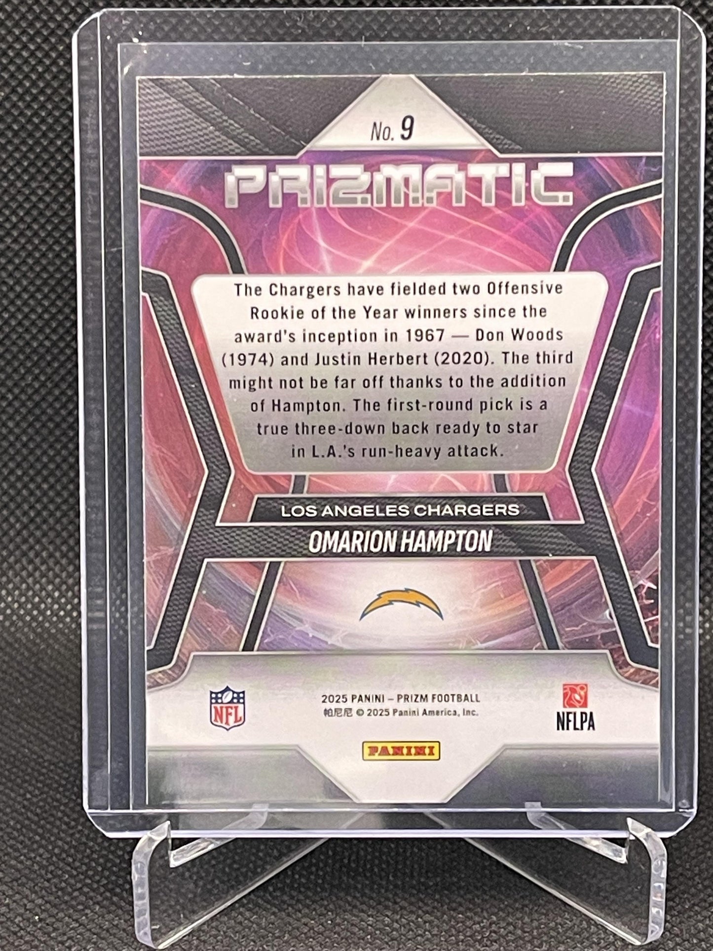 2025 Panini Prizm #9 Omarion Hampton Prizmatic Los Angeles Chargers