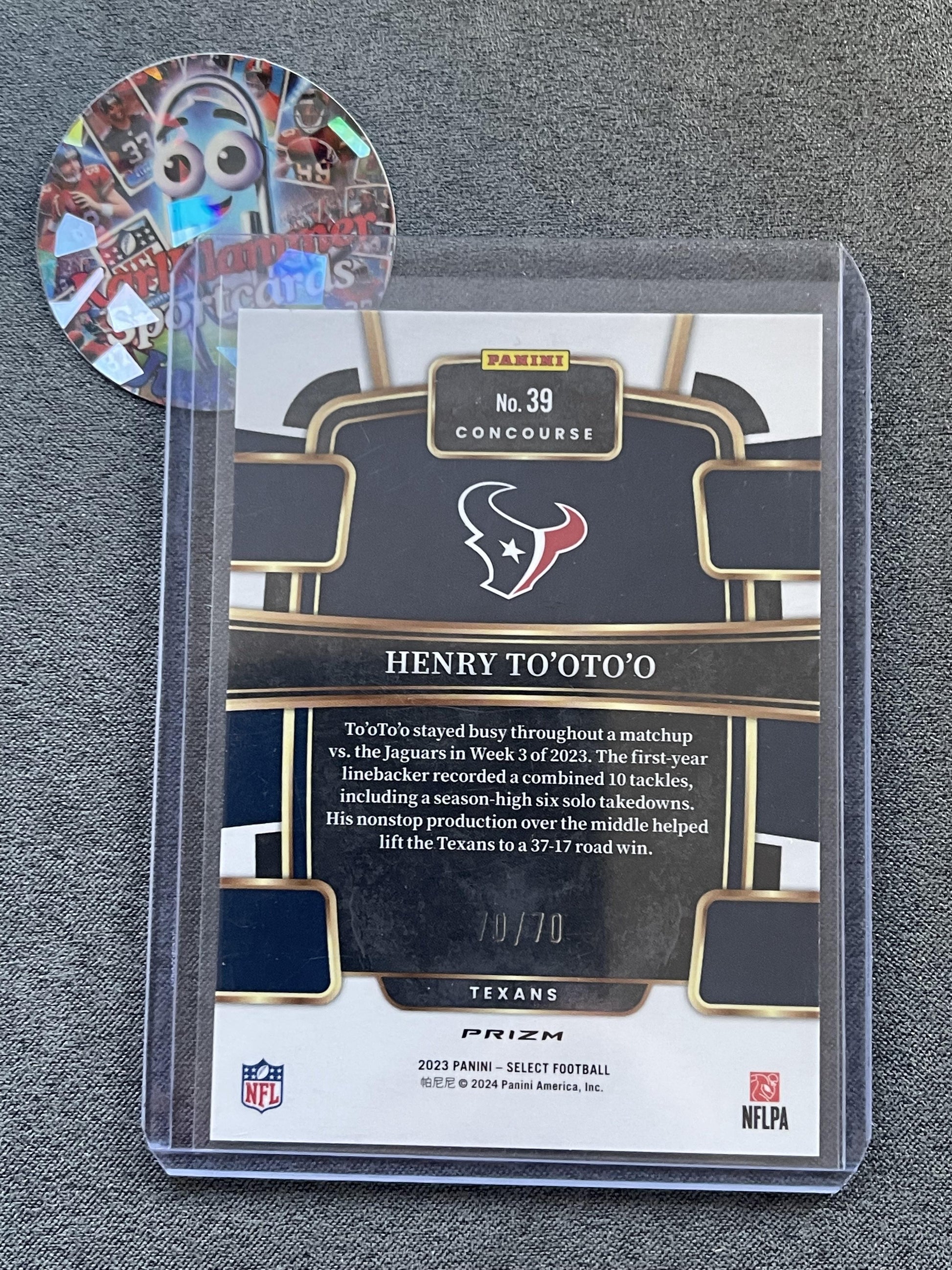 2023 Panini Select #39 Henry To'oTo'o Dragon Scale Prizms #/70 Houston Texans