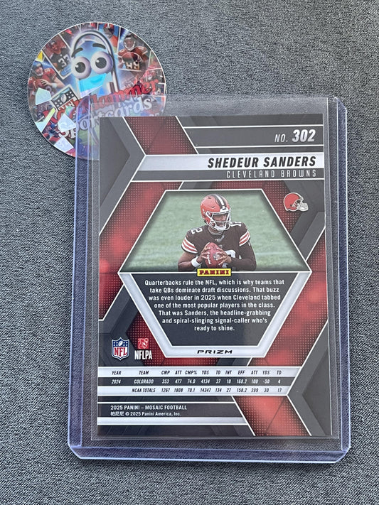 2025 Panini Mosaic #302 Shedeur Sanders Mosaic Choice Red and Green Browns