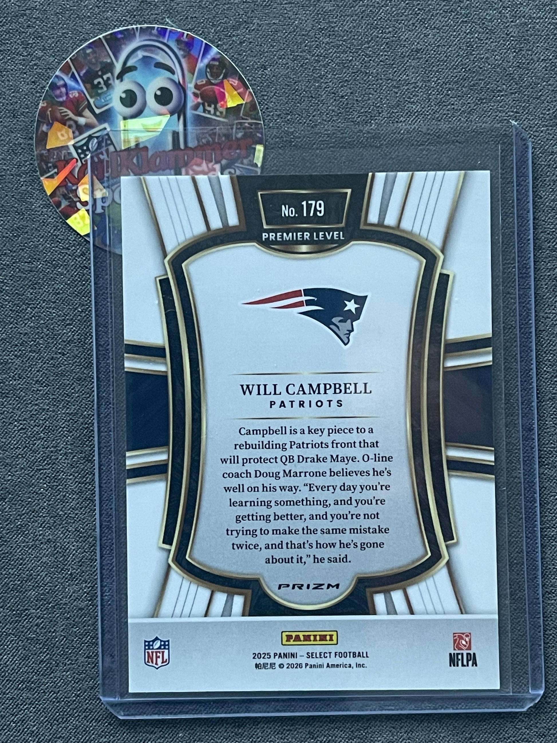 2025 Panini Select #179 Will Campbell Red & Blue Shock New England Patriots