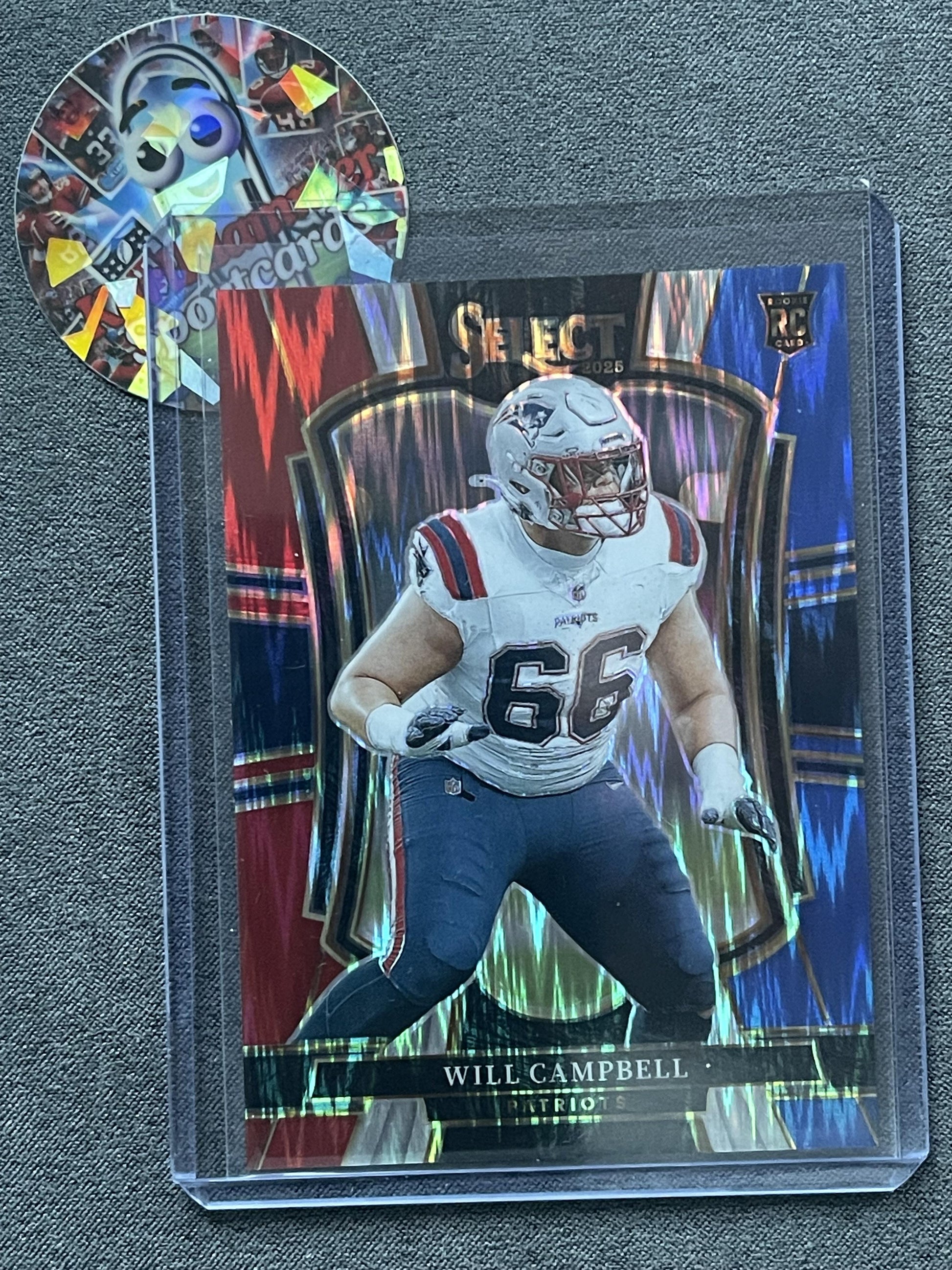 2025 Panini Select #179 Will Campbell Red & Blue Shock New England Patriots
