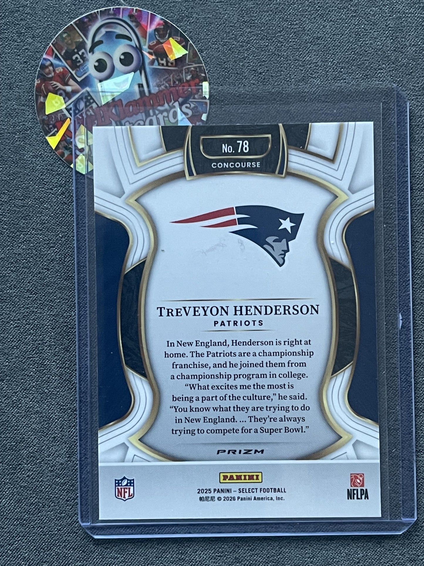 2025 Panini Select #78 TreVeyon Henderson Silver New England Patriots RC