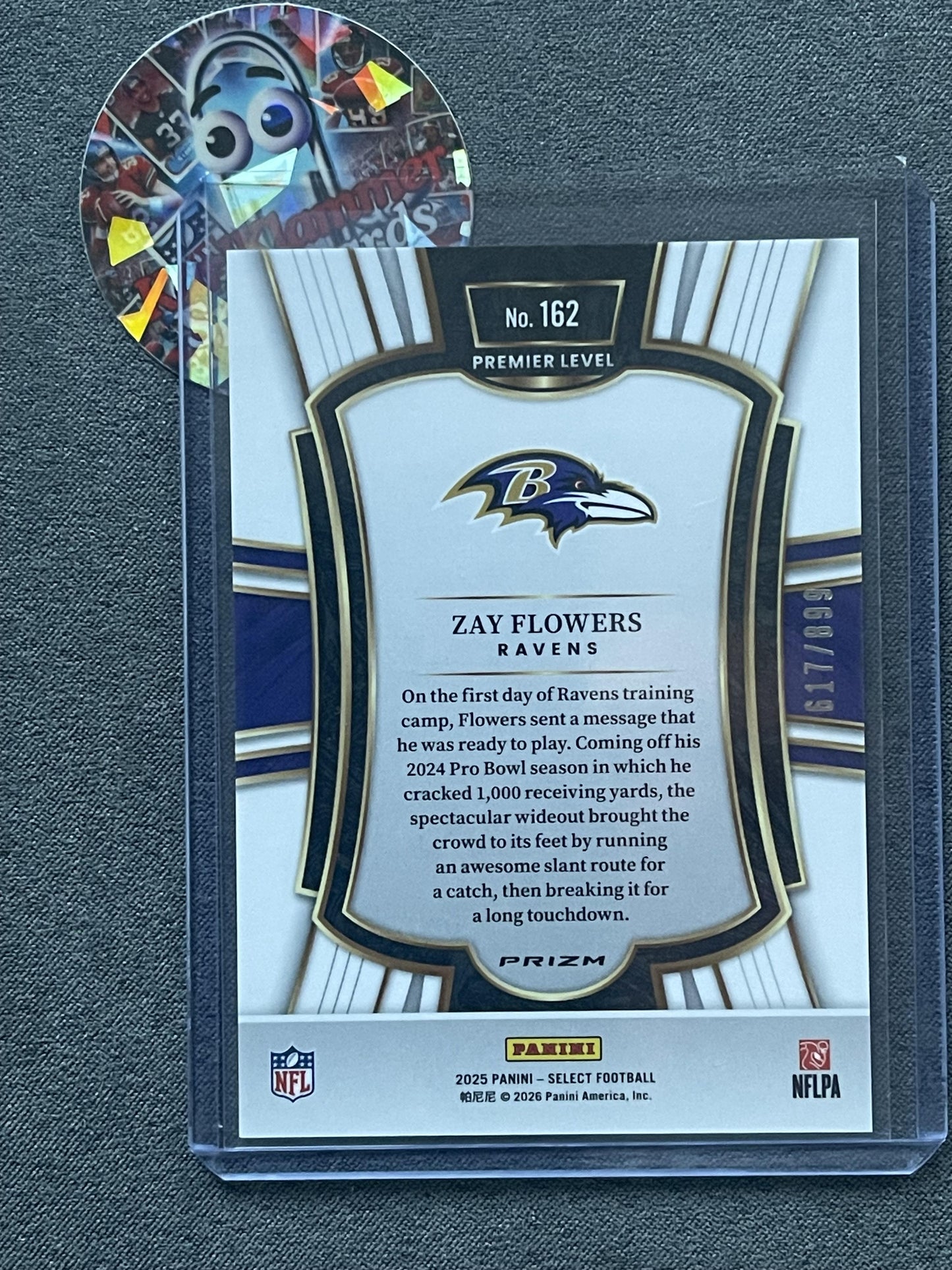 2025 Panini Select #162 Zay Flowers Bronze /899 Baltimore Ravens RC,SN