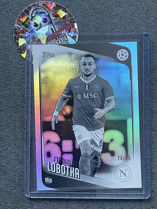 2025-26 Topps UEFA Club Competitions #11 Stanislav Lobotka Black & White Holo #/75 Napoli SN