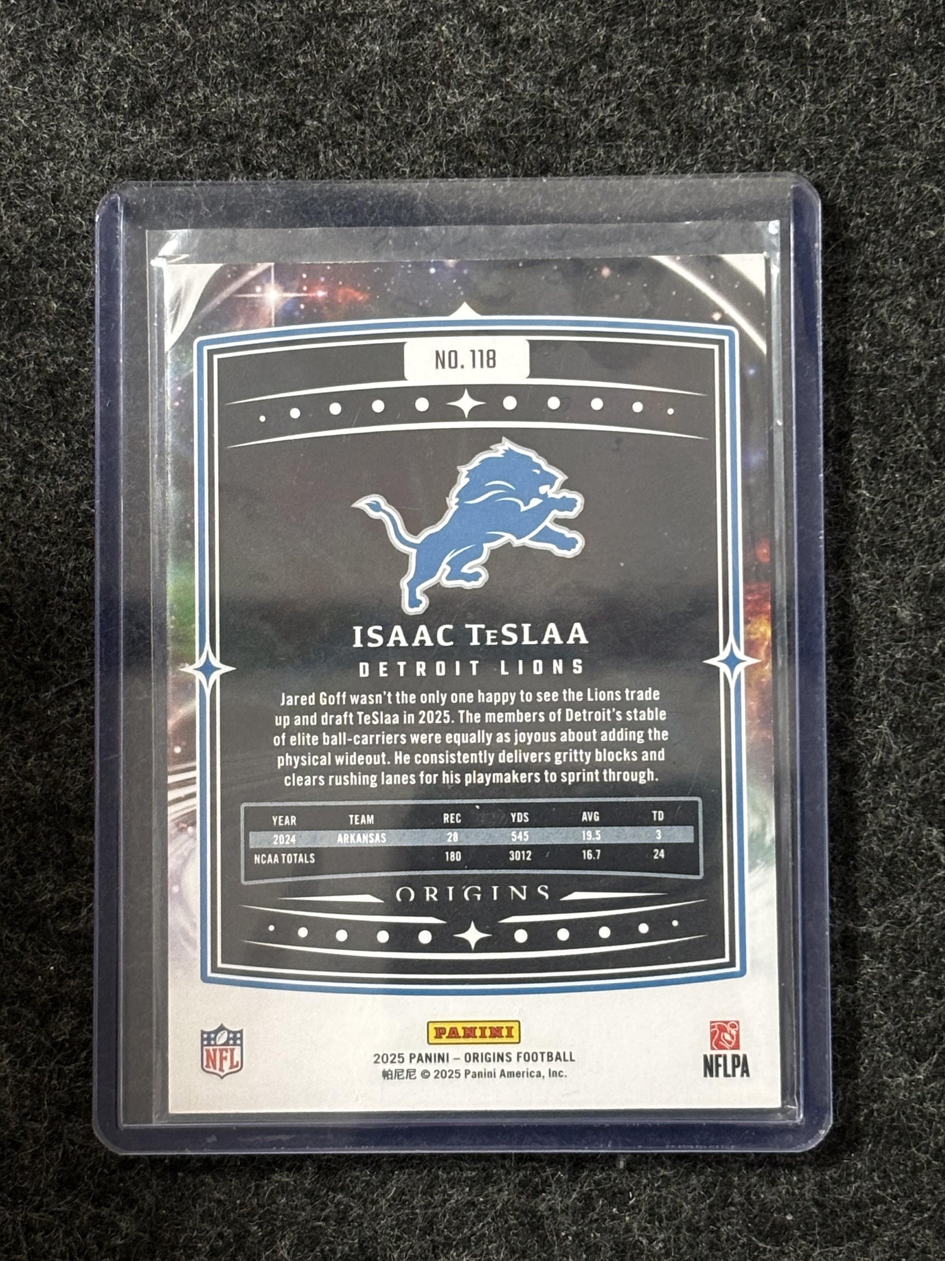 2025 Panini Origins #118 Isaac TeSlaa Holo Orange #/249 Detroit Lions SN,RC