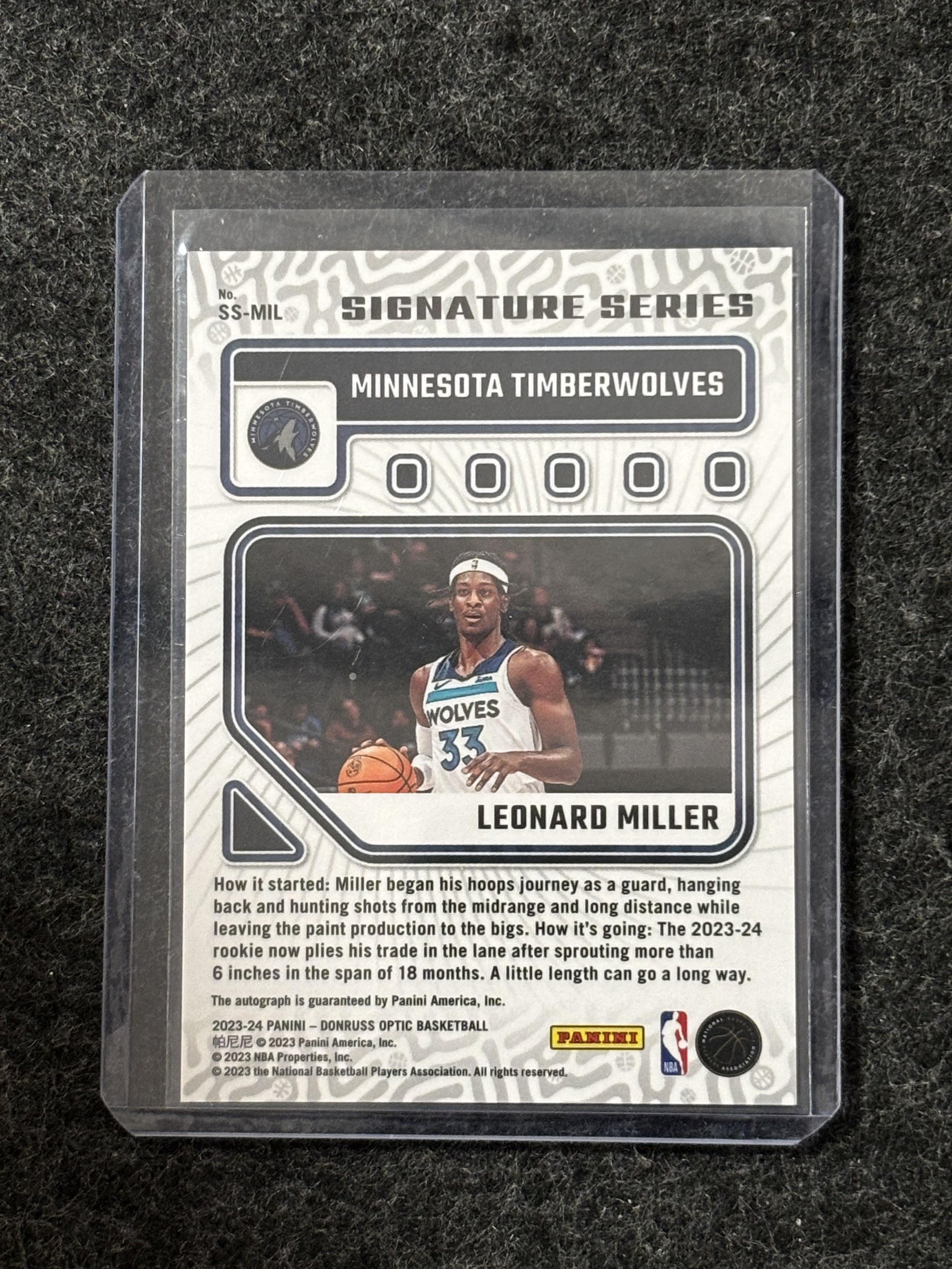 2023-24 Donruss Optic #SS-MIL Leonard Miller Signature Series Minnesota Timberwolves AU
