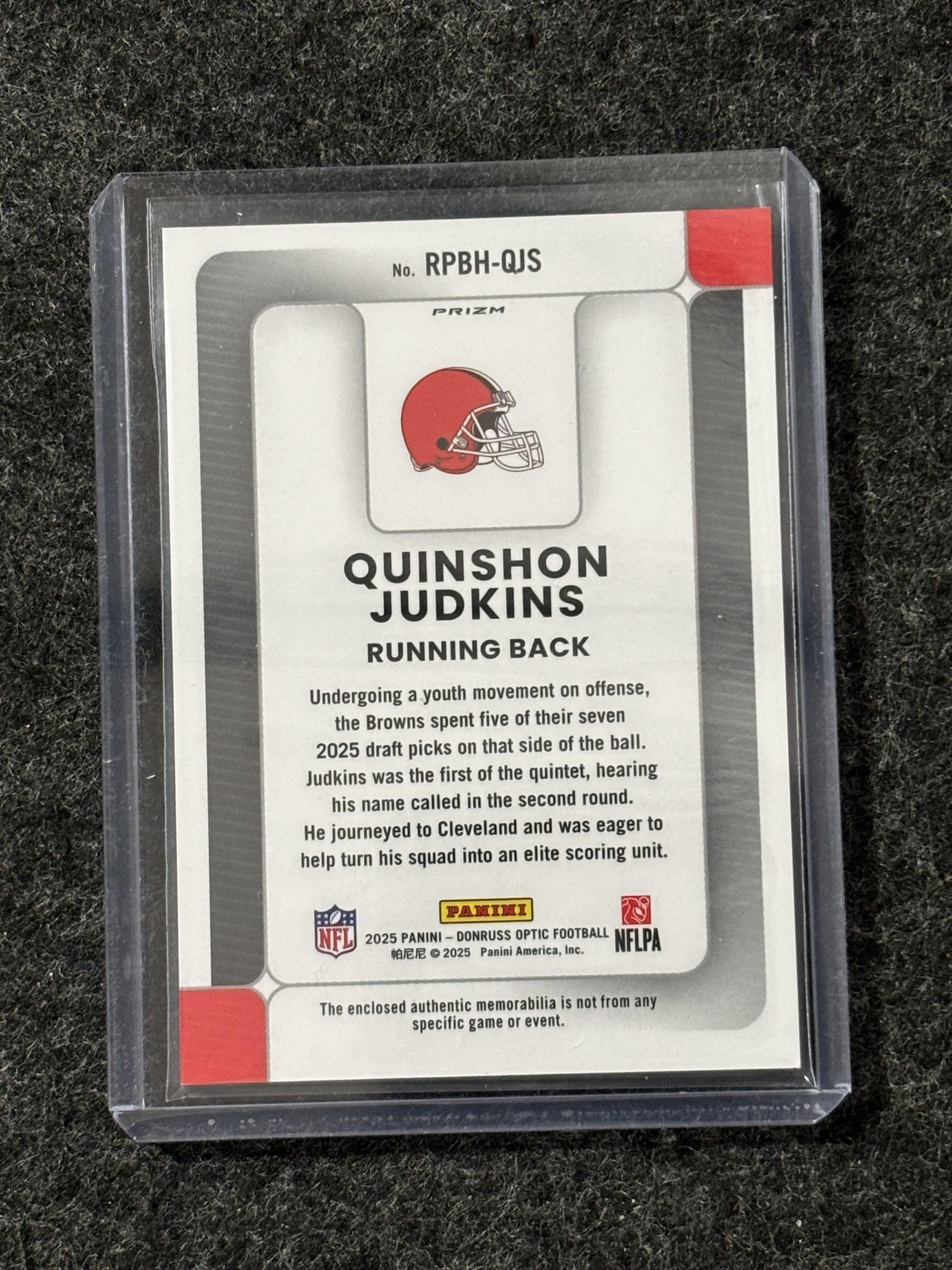 2025 Donruss Optic #RPBH-QJS Quinshon Judkins Rookie Phenoms Blue Hyper Cleveland Browns MEM