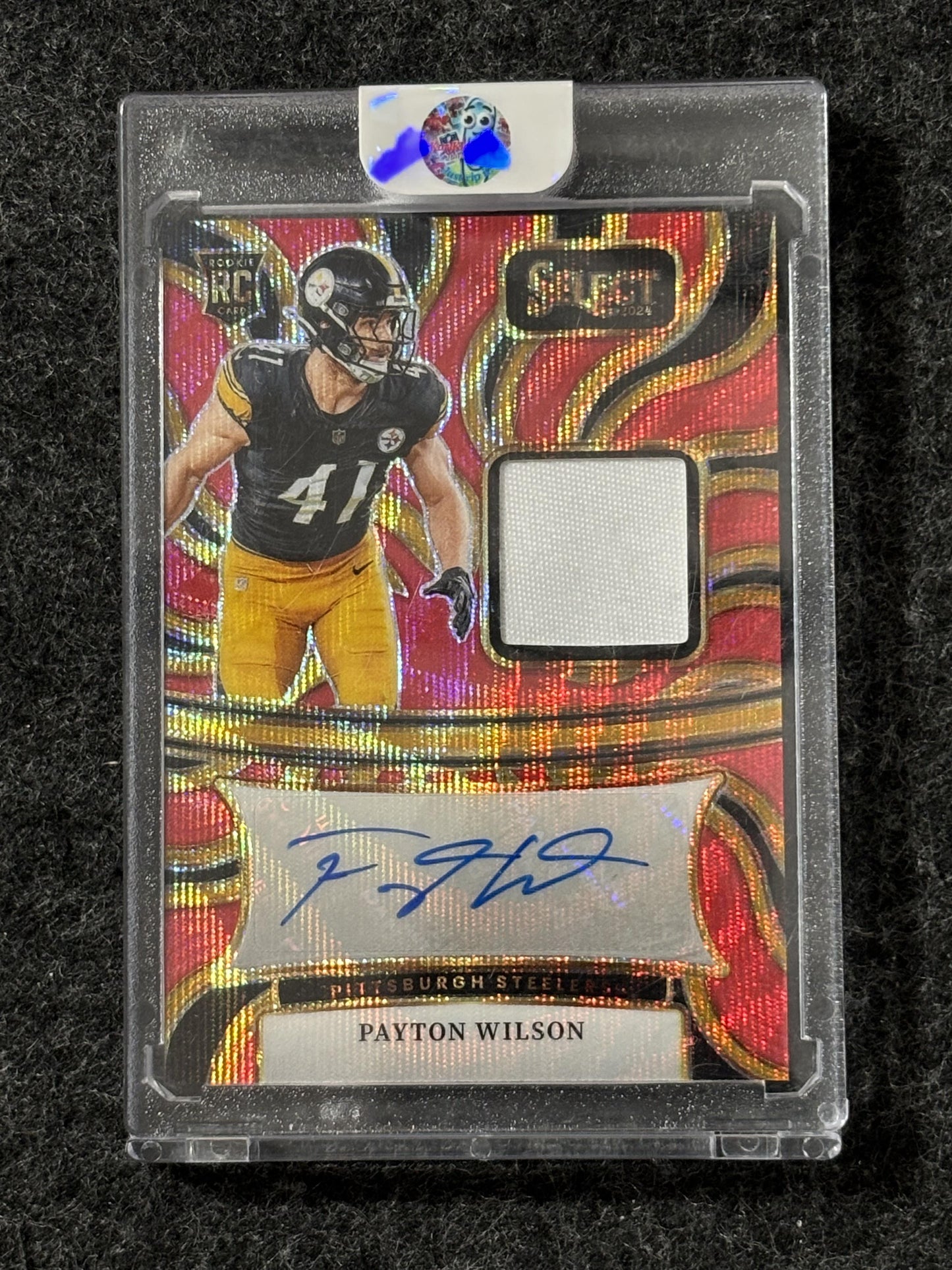 2024 Panini Select #RSM-PWN Payton Wilson Rookie Signature Memorabilia Red Wave Prizm Pittsburgh Steelers MEM,AU