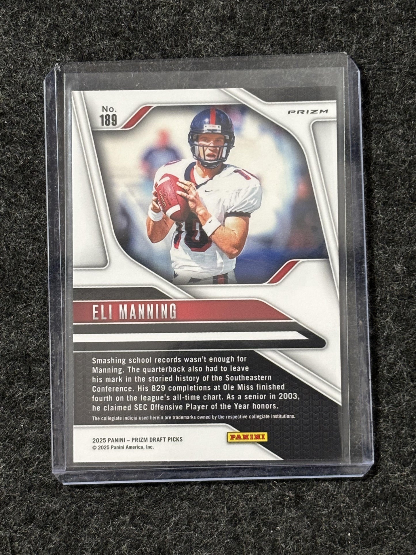 2025 Panini Prizm Draft Picks #189 Eli Manning Prizms Gold Ice Ole Miss Rebels