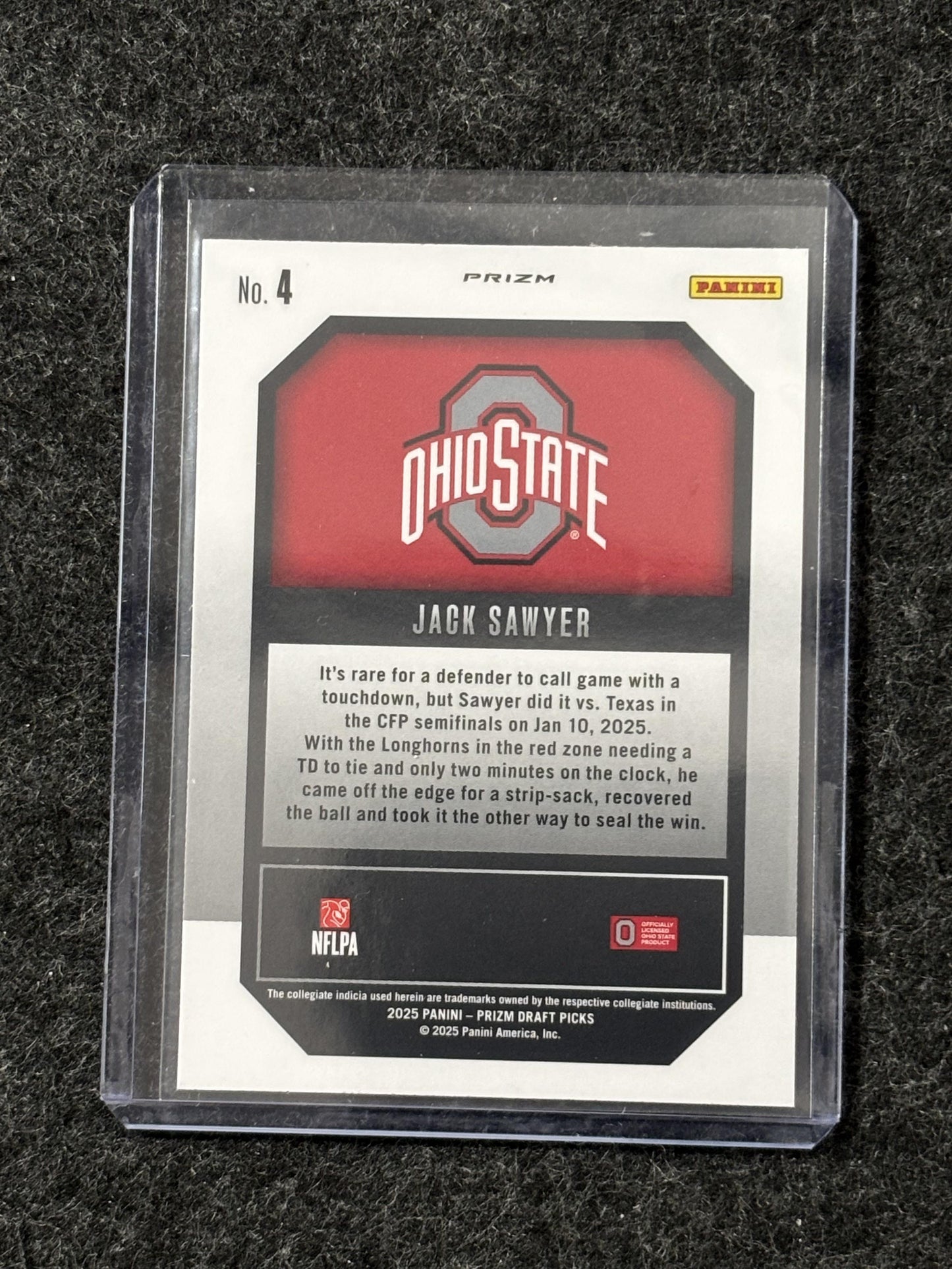 2025 Panini Prizm Draft Picks #4 Jack Sawyer New Recruits Gold Ice Ohio State Buckeyes