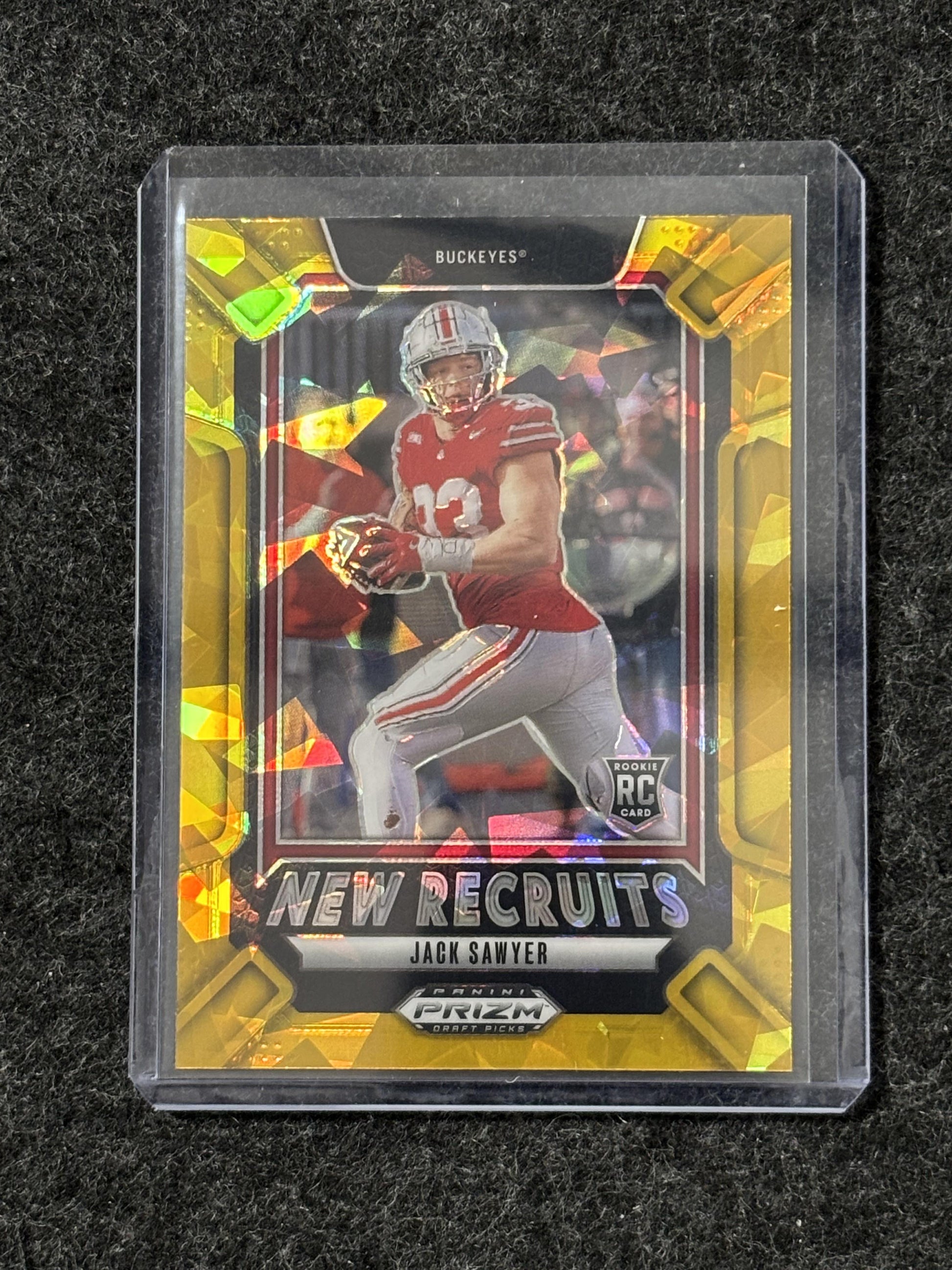 2025 Panini Prizm Draft Picks #4 Jack Sawyer New Recruits Gold Ice Ohio State Buckeyes