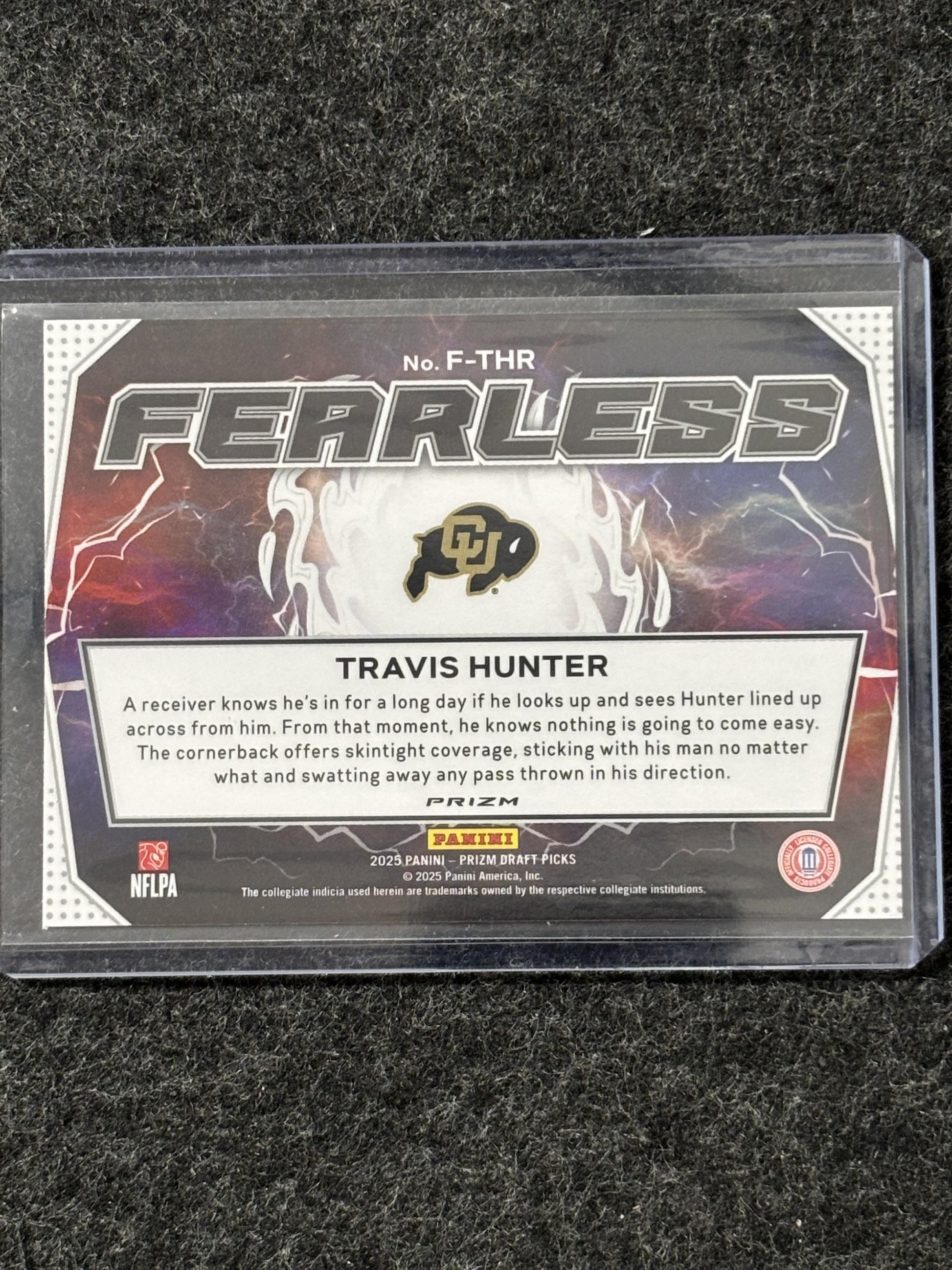 2025 Panini Prizm Draft Picks #F-THR Travis Hunter Fearless Gold Ice Colorado Buffaloes
