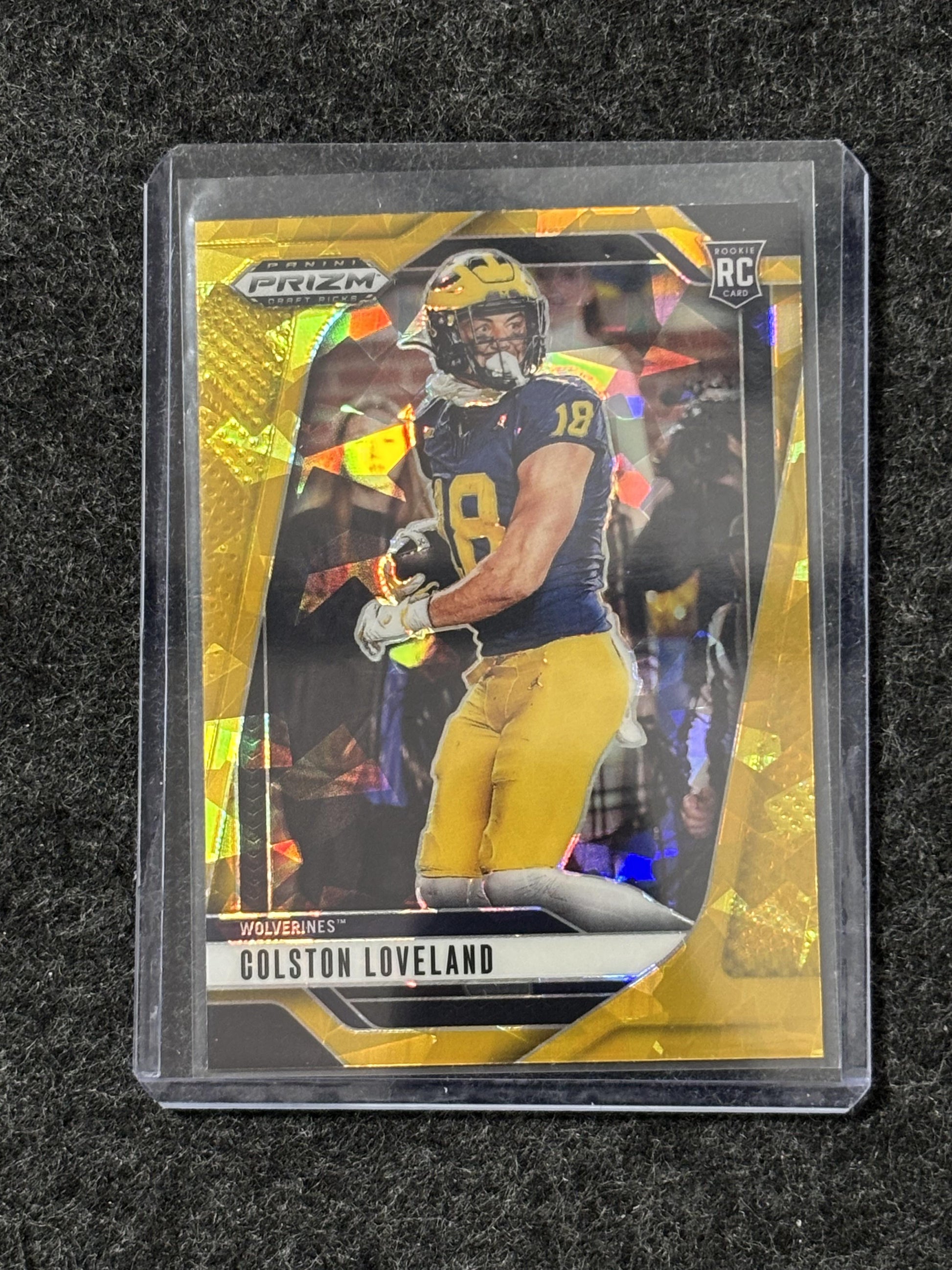 2025 Panini Prizm Draft Picks #67 Colston Loveland Prizms Gold Ice Michigan Wolverines