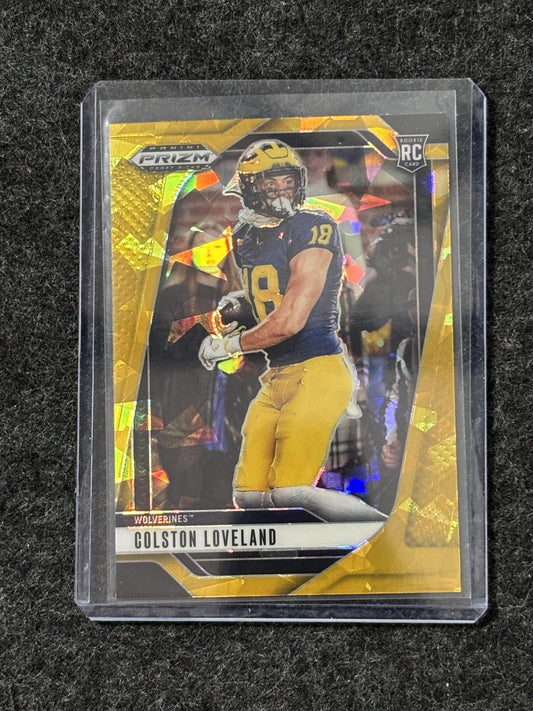 2025 Panini Prizm Draft Picks #67 Colston Loveland Prizms Gold Ice Michigan Wolverines