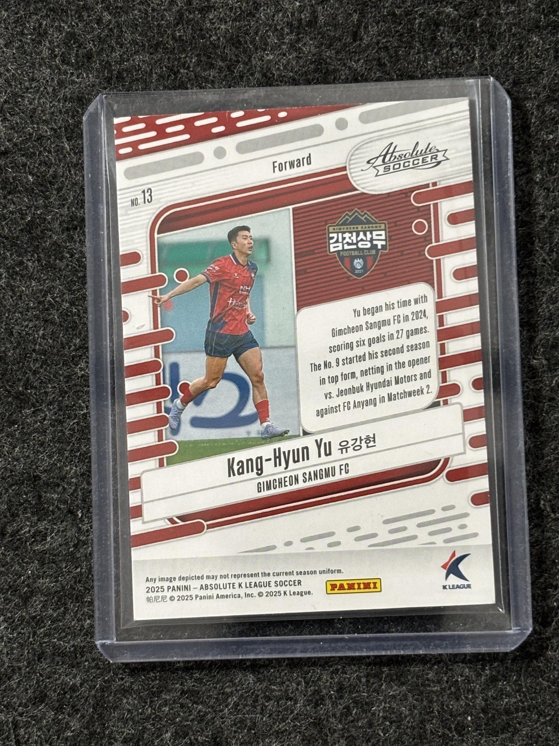 2025 Panini Absolute K League #13 Kang-Hyun Yu Spectrum Orange /75 #/75 Gimcheon Sangmu FC SN