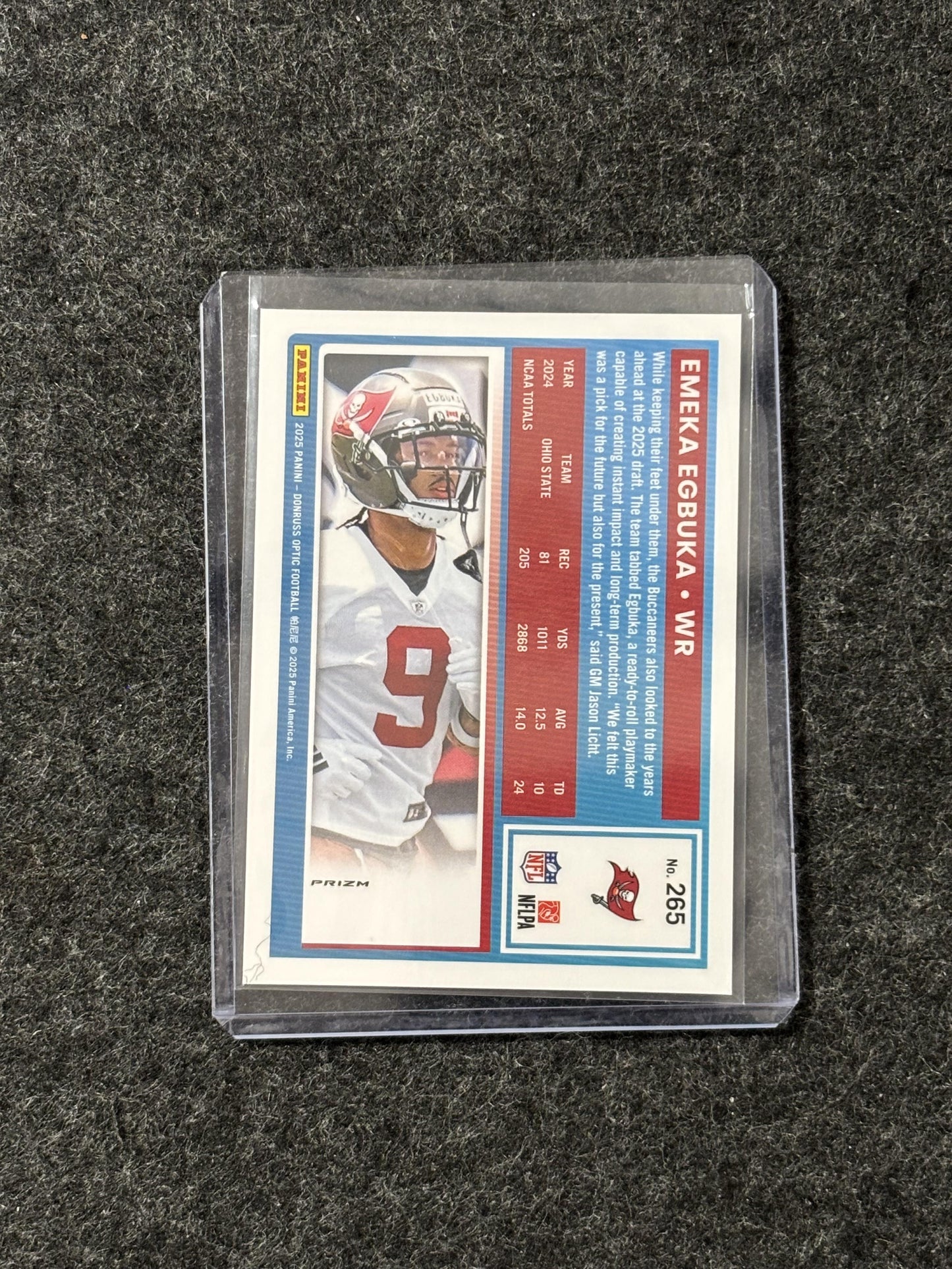 2025 Donruss Optic #265 Emeka Egbuka Blue Hyper Tampa Bay Buccaneers RC