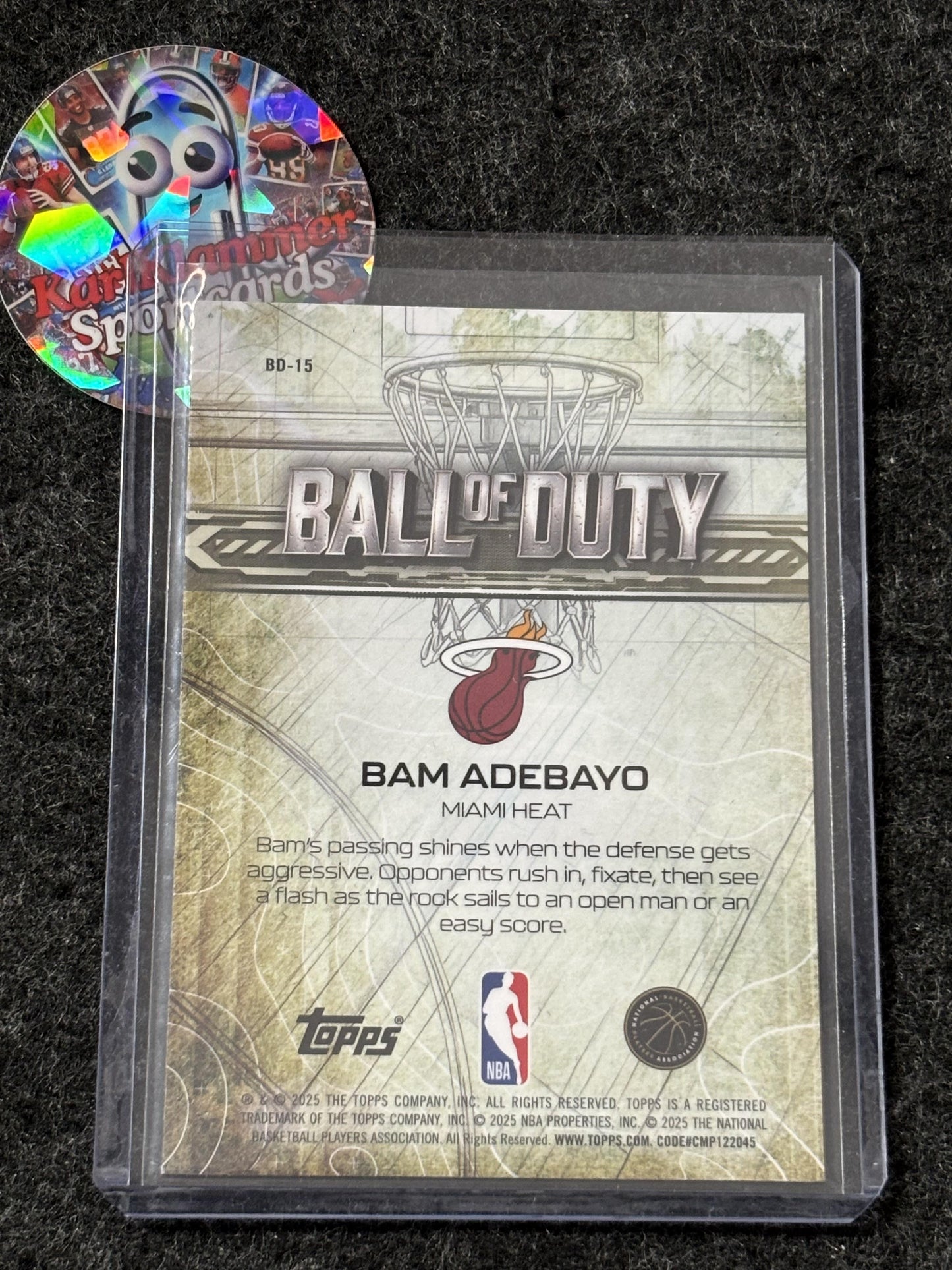 2025-26 Topps Chrome #BD-15 Bam Adebayo Ball of Duty Miami Heat
