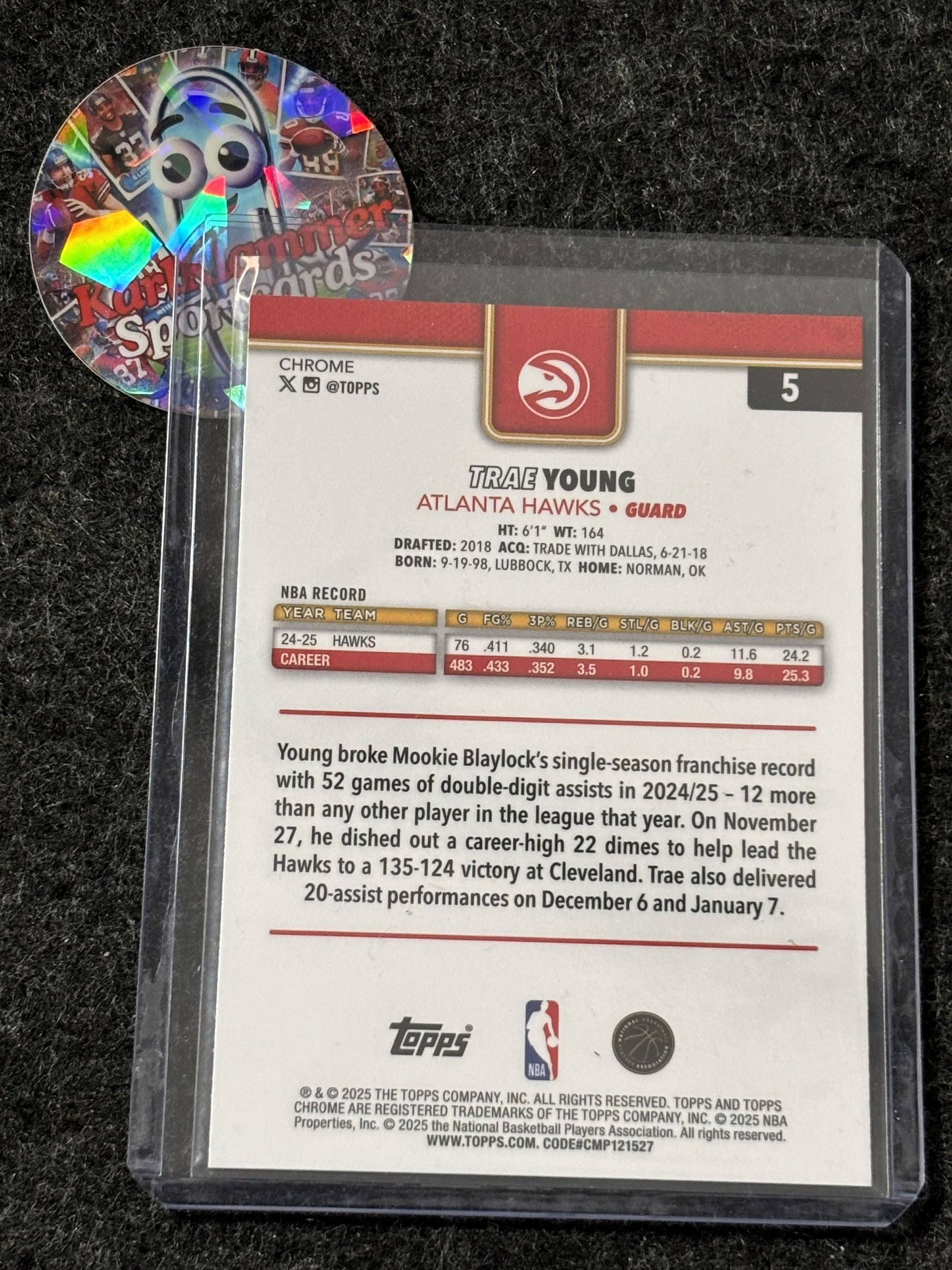 2025-26 Topps Chrome #5 Trae Young Basketball Refractor Atlanta Hawks