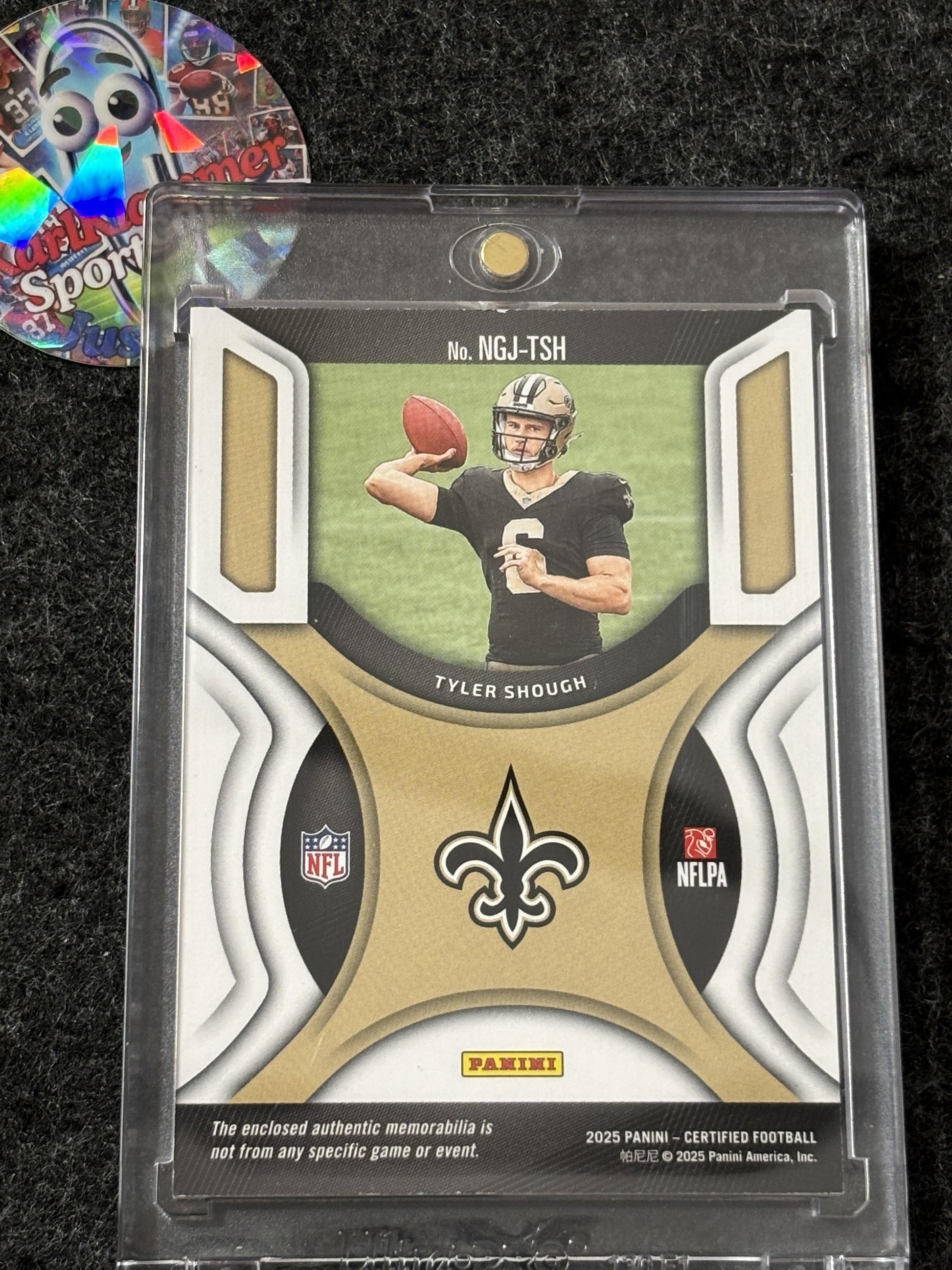 2025 Panini Certified #NGJ-TSH Tyler Shough New Generation Jerseys Mirror Green #/25 New Orleans Saints SN,MEM