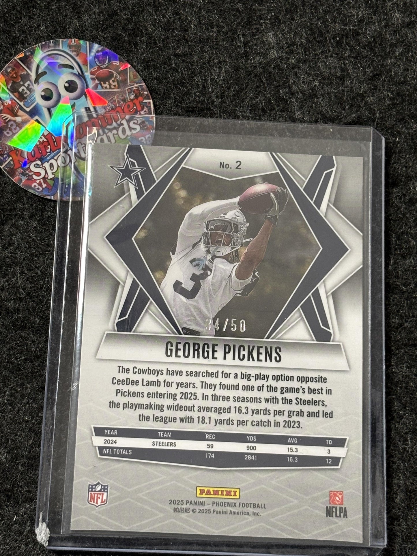 2025 Panini Phoenix #2 George Pickens Teal Mojo Prizm #/50 Dallas Cowboys SN