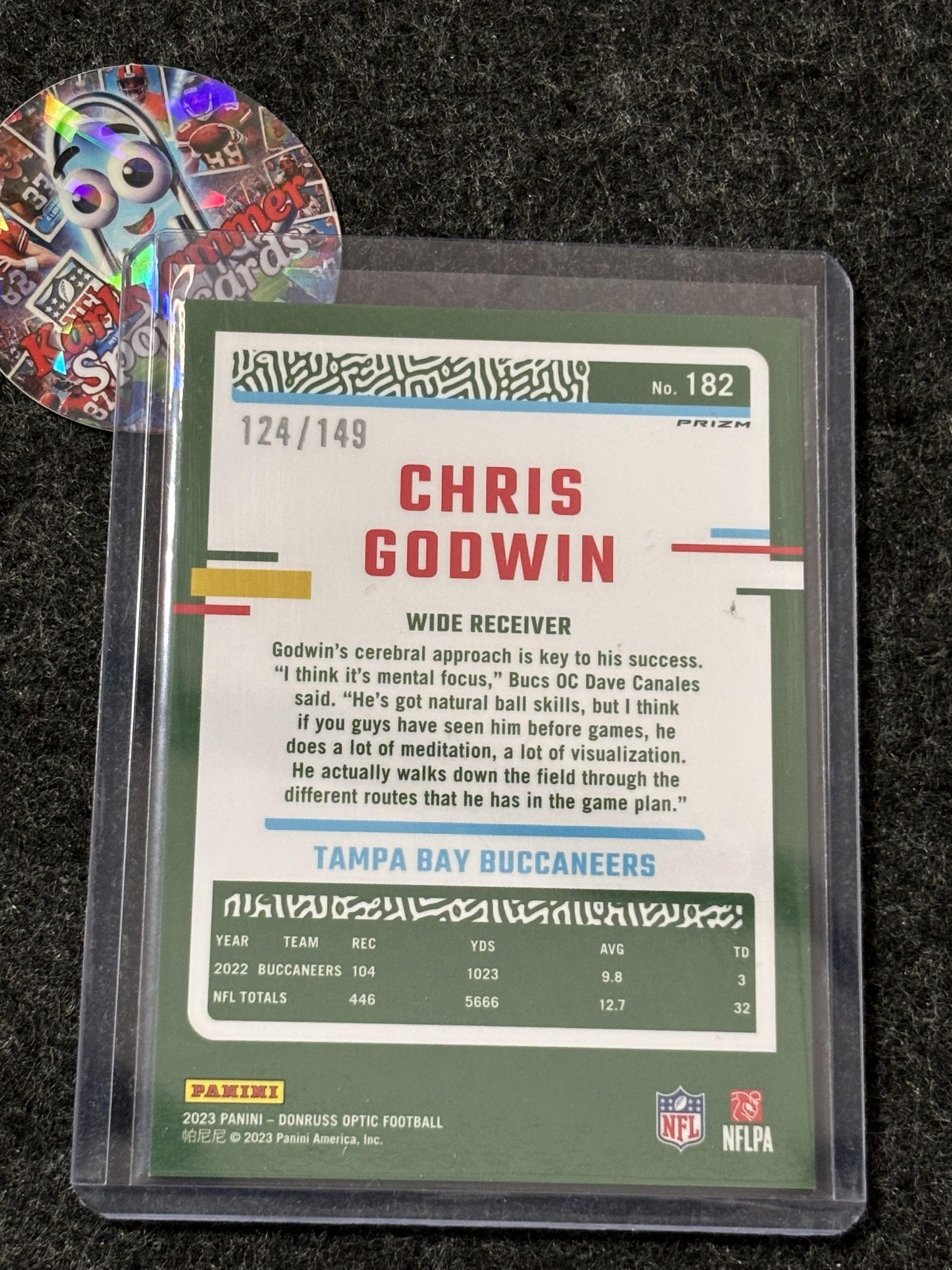 2023 Donruss Optic #182 Chris Godwin Flex #/149 Tampa Bay Buccaneers SN