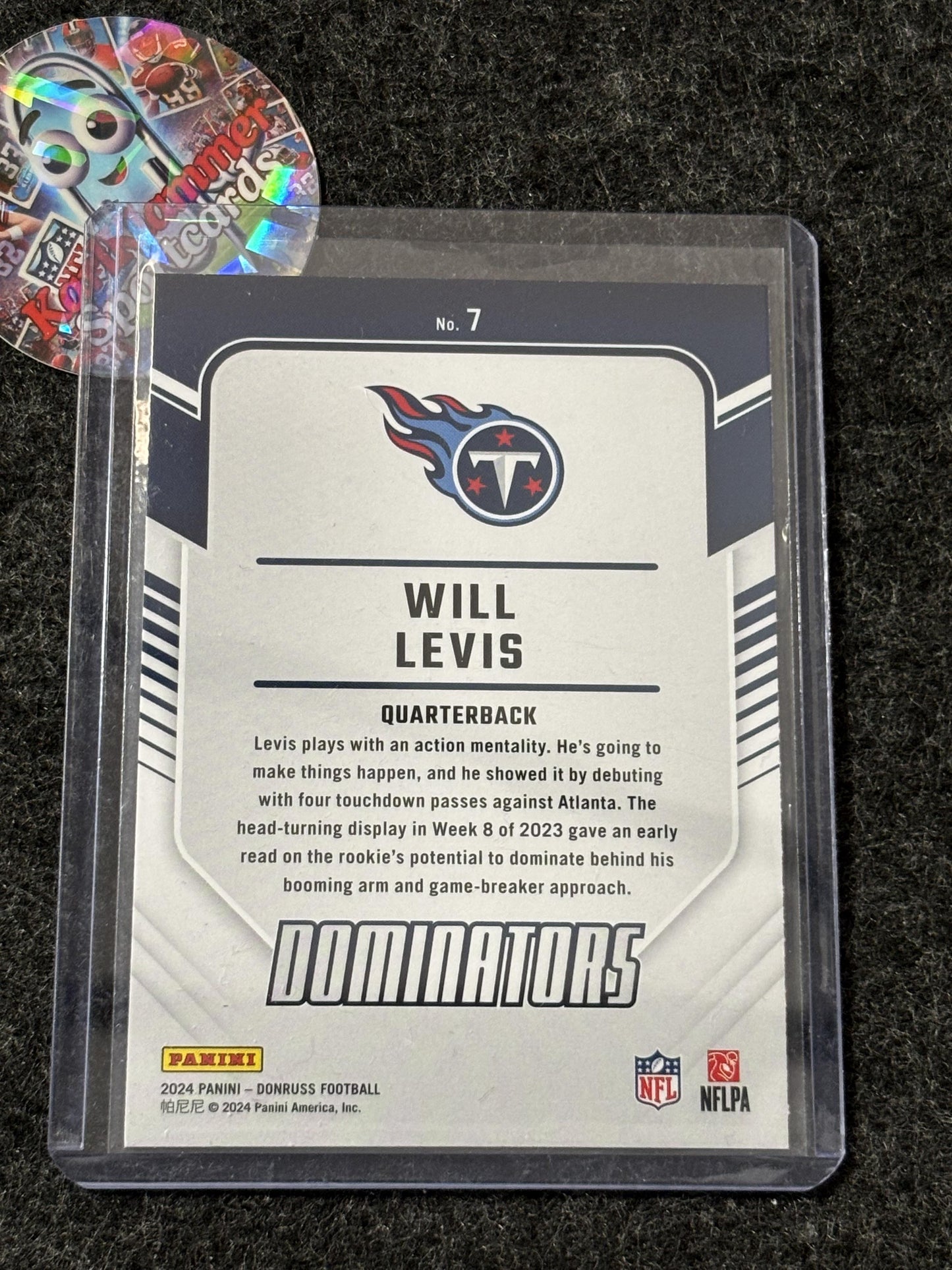 2024 Donruss #7 Will Levis Dominators Tennessee Titans