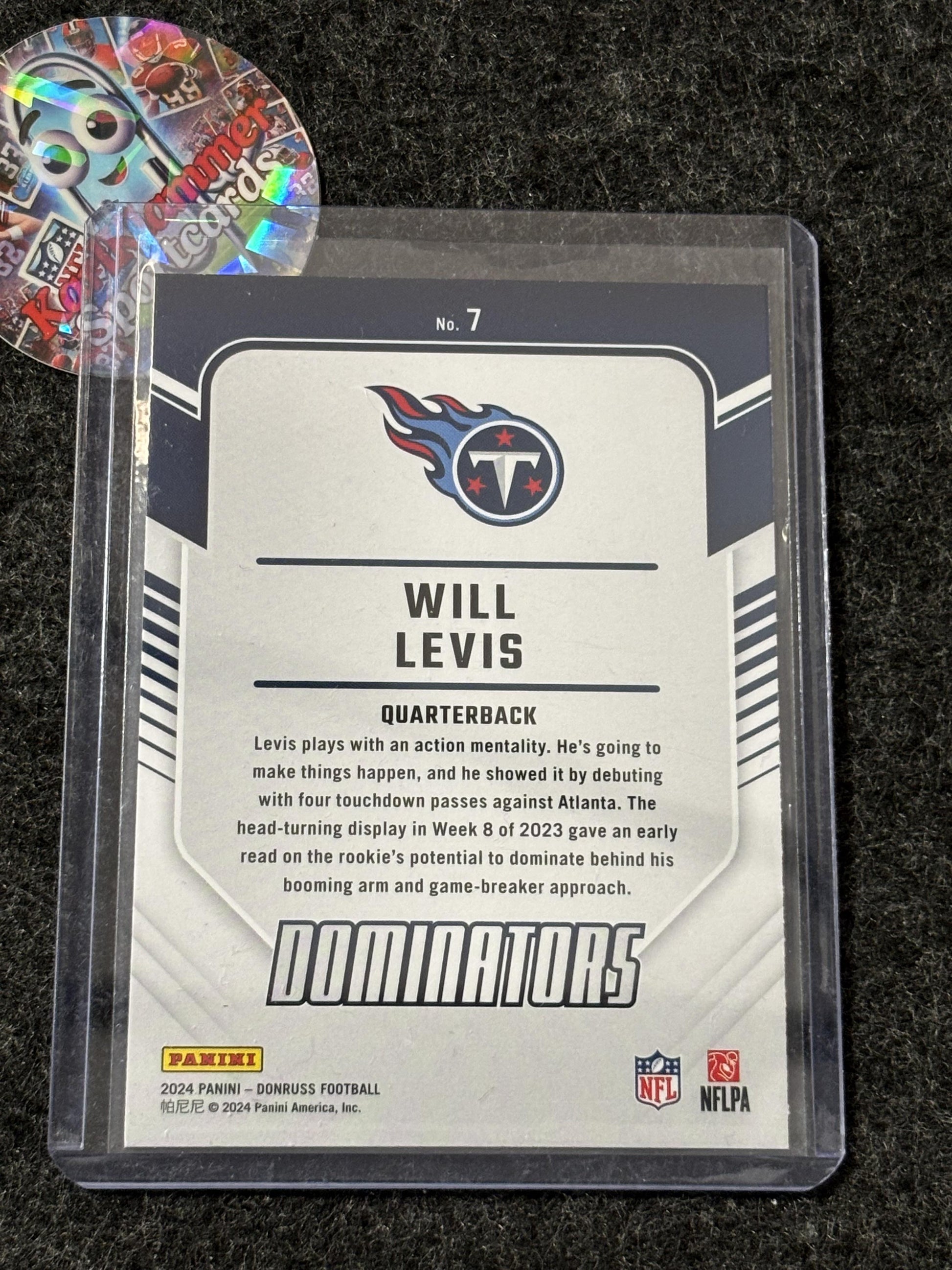 2024 Donruss #7 Will Levis Dominators Tennessee Titans