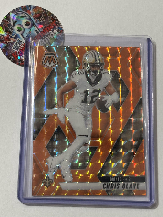 2025 Panini Mosaic #92 Chris Olave Mosaic Orange #/199 New Orleans Saints SN