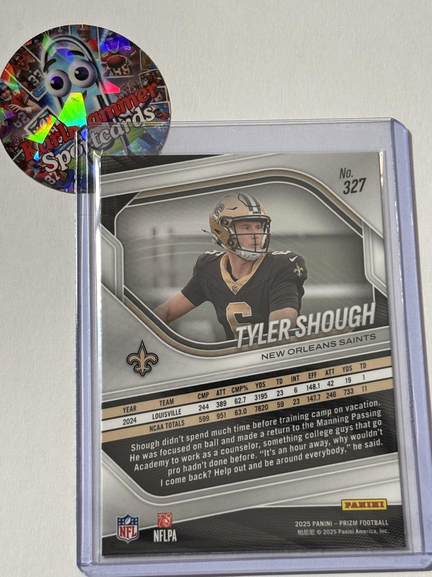 2025 Panini Prizm #327 Tyler Shough New Orleans Saints RC