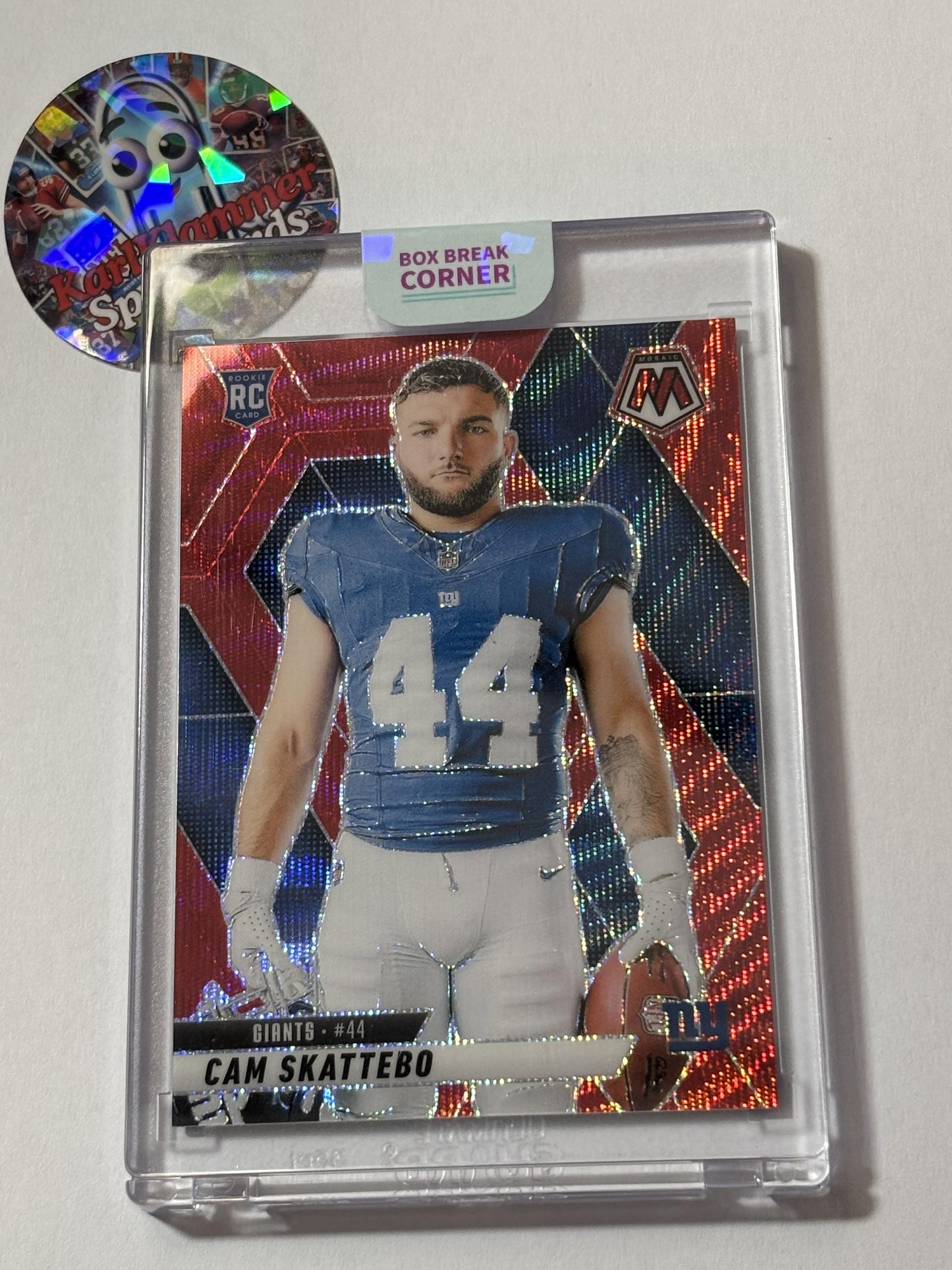 2025 Panini Mosaic #271 Cam Skattebo Mosaic Red Wave #/27 New York Giants SN,RC