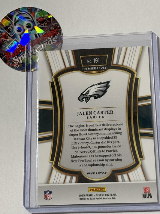 2025 Panini Select #191 Jalen Carter Pink Prizm Shock Philadelphia Eagles