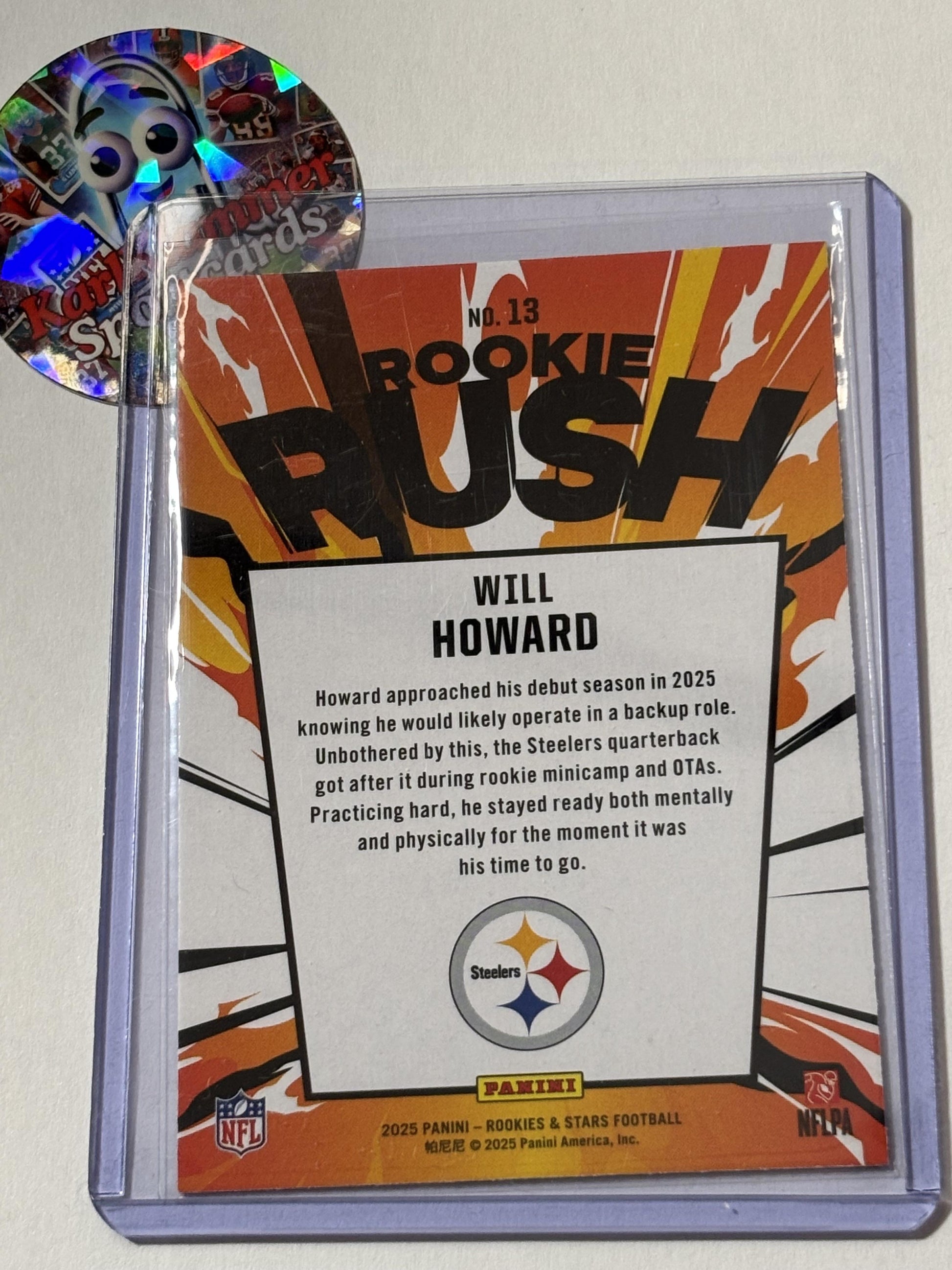 2025 Panini Rookies & Stars #13 Will Howard Rookie Rush Pittsburgh Steelers