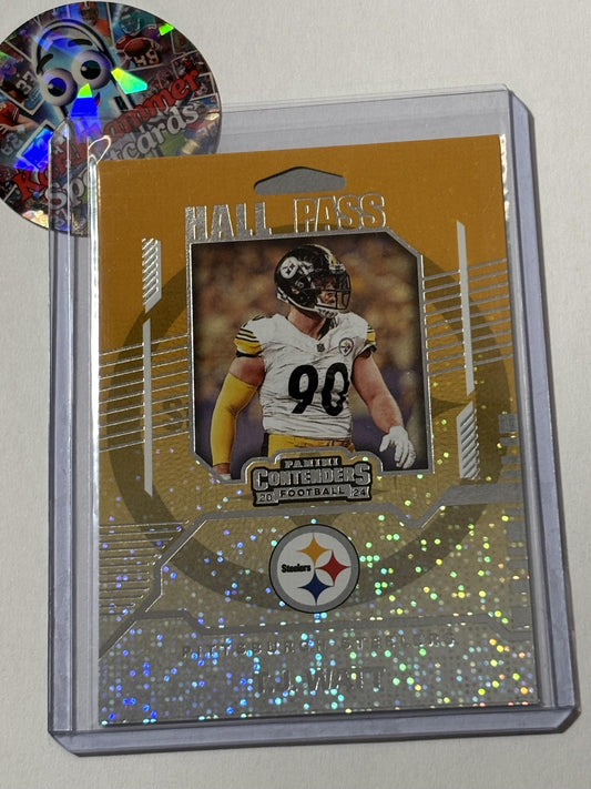 2024 Panini Contenders #20 T.J. Watt Hall Pass Pittsburgh Steelers