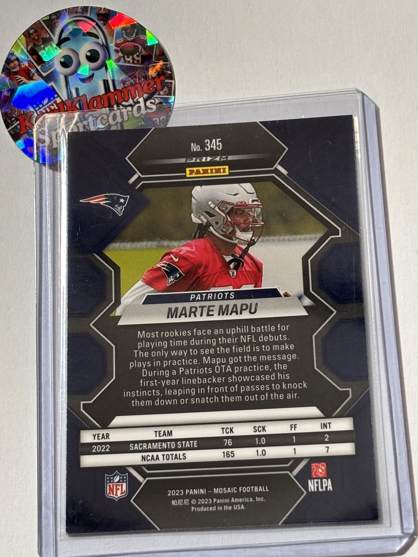 2023 Panini Mosaic #345 Marte Mapu Choice Red & Green New England Patriots RC