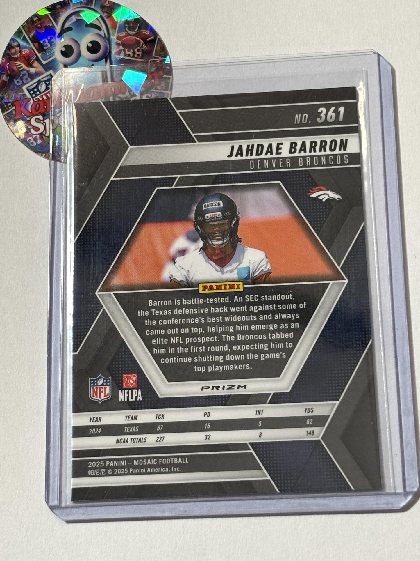 2025 Panini Mosaic #361 Jahdae Barron Mosaic Choice Red and Green Denver Broncos RC