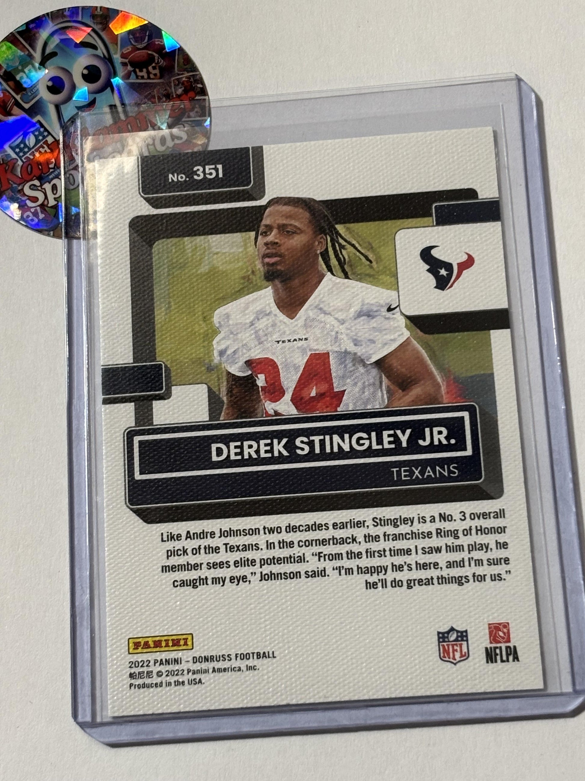 2022 Donruss #351 Derek Stingley Jr. Houston Texans RC