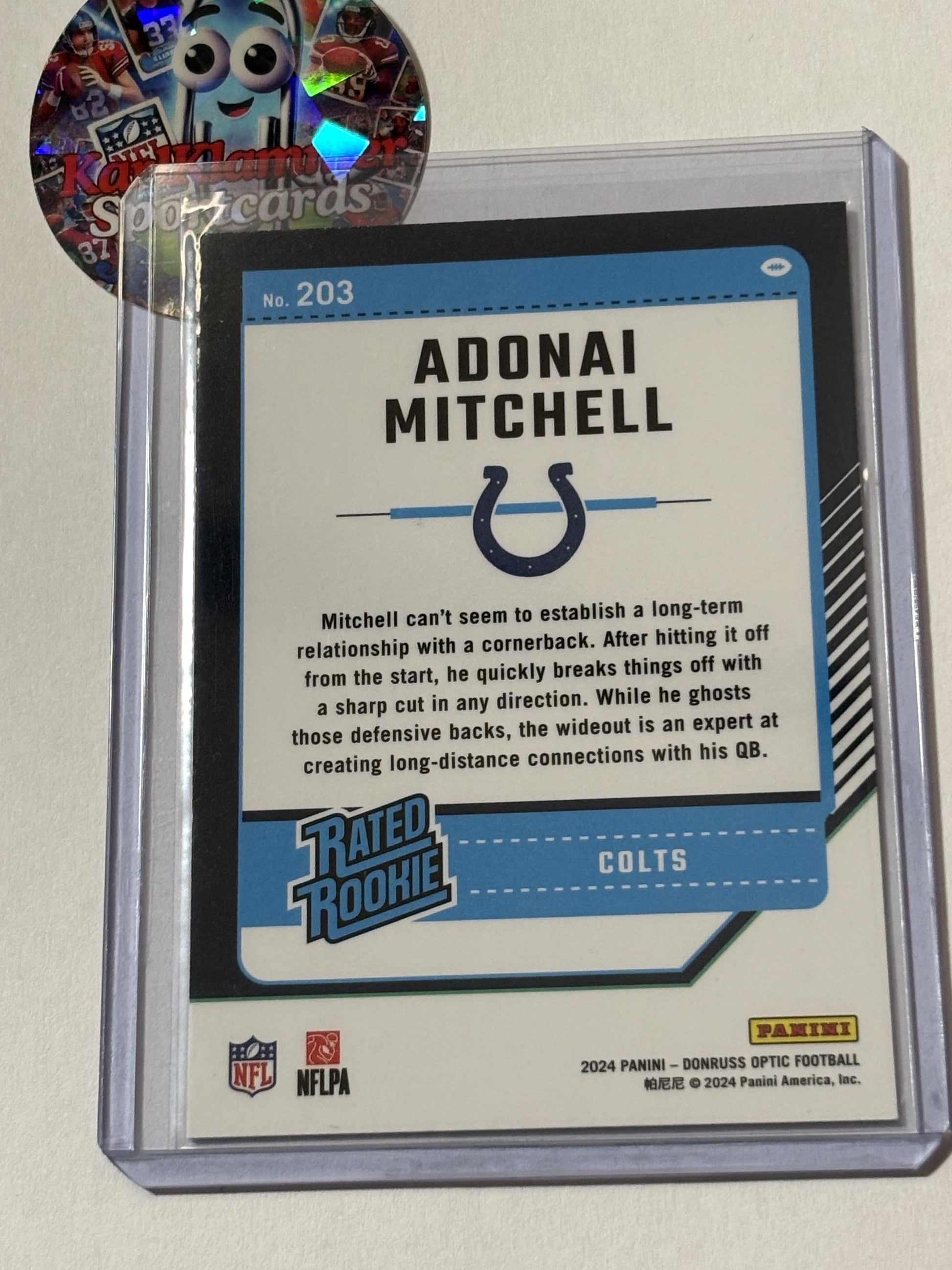 2024 Donruss Optic #203 Adonai Mitchell Holo Indianapolis Colts