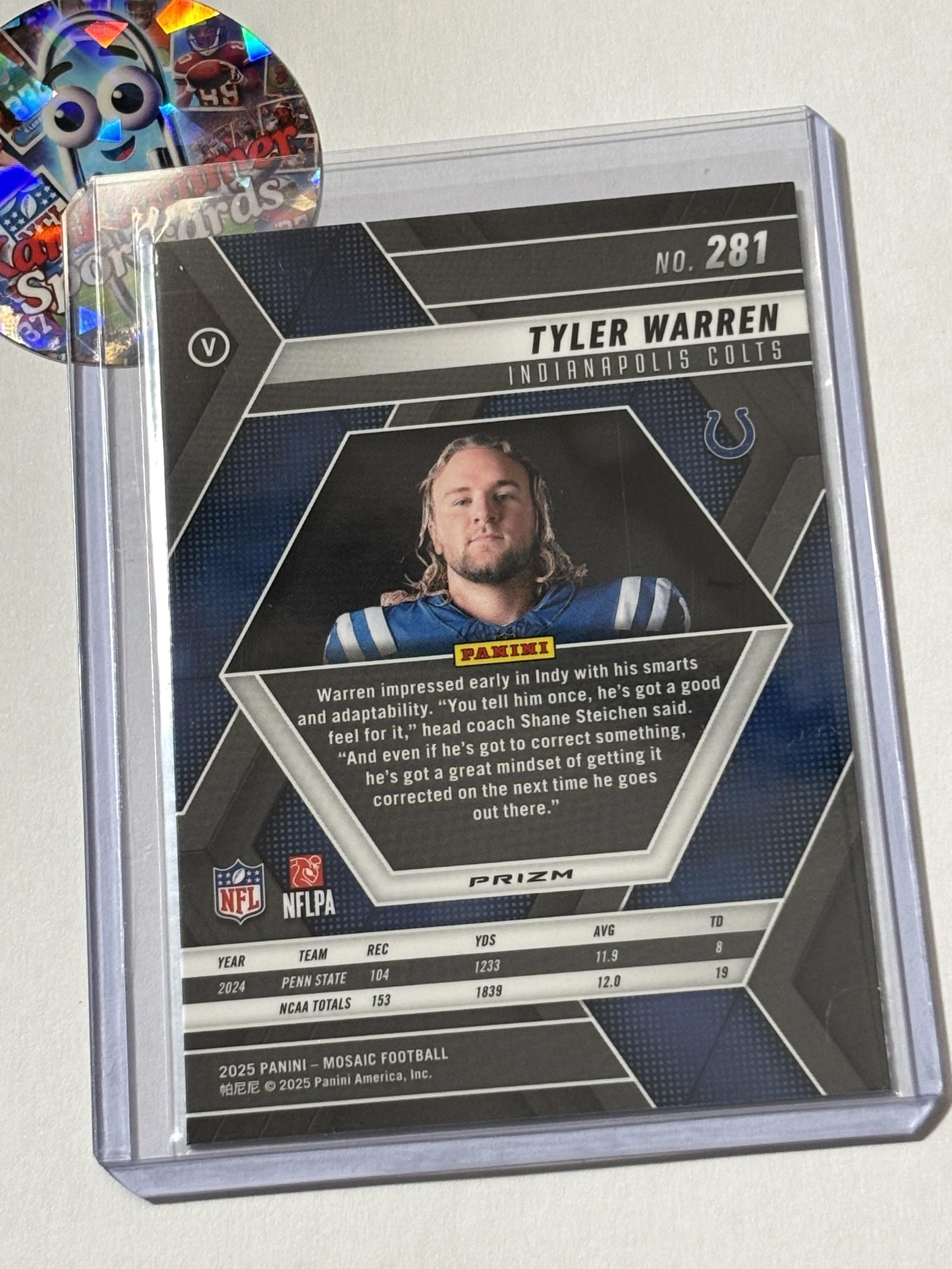 2025 Panini Mosaic #281 Tyler Warren Mosaic Green Indianapolis Colts RC