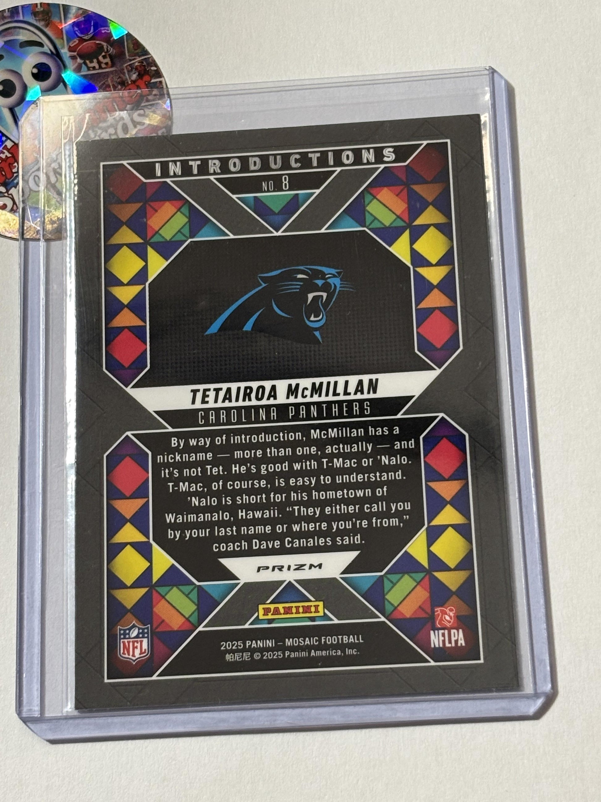 2025 Panini Mosaic #8 Tetairoa McMillan Introductions Mosaic Carolina Panthers