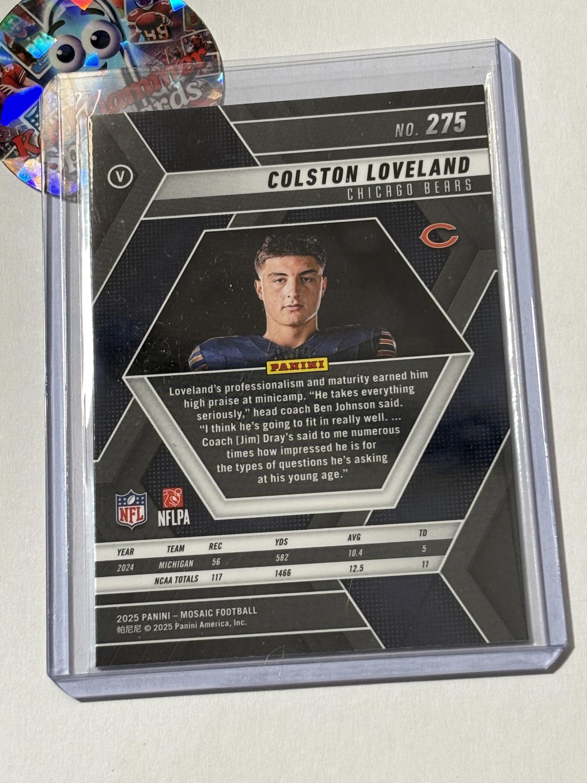 2025 Panini Mosaic #275 Colston Loveland Chicago Bears RC